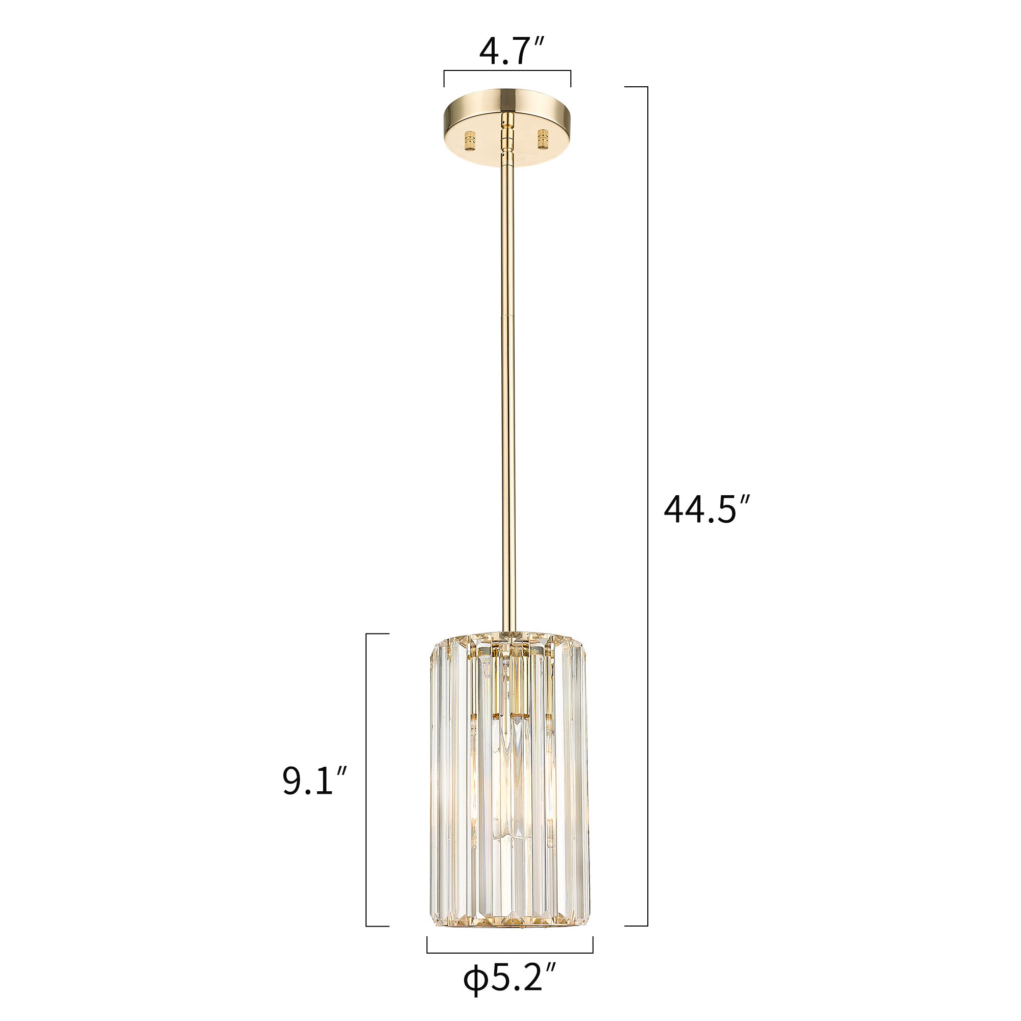 Modern Mini Crystal Chandelier with Champagne Gold Finish - 9 inch Pendant Hanging Light - USAG00117