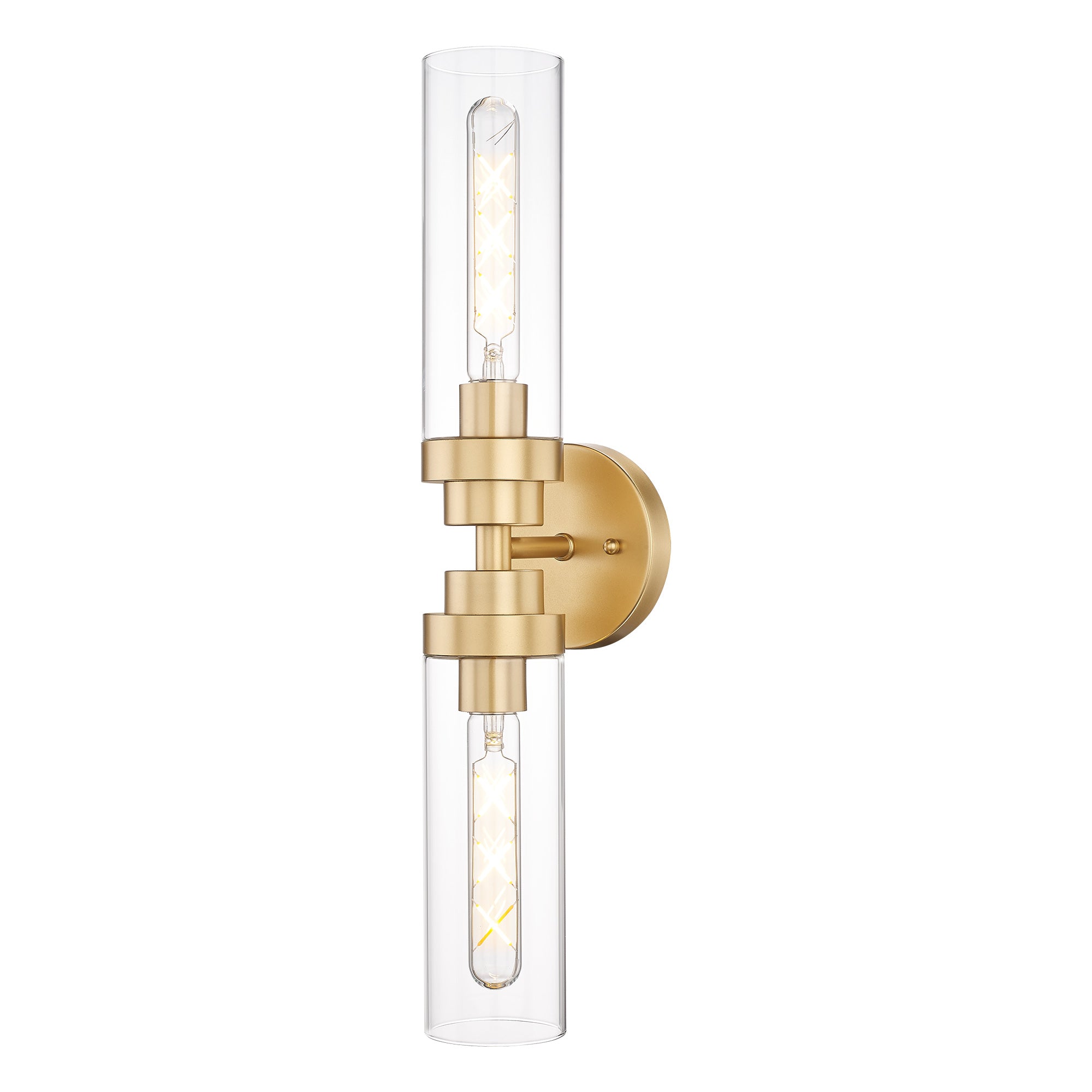 Gold Glass & Metal - 22'' Cylinder Bathroom Vanity Lights for Mirror - USAG00119