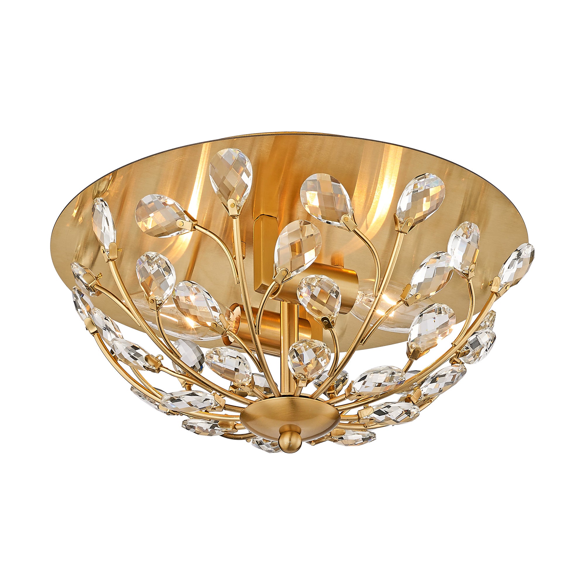 Crystal Modern Gold Flush Mount Ceiling Light - 12 inch Close to Ceiling Light - USAG00122