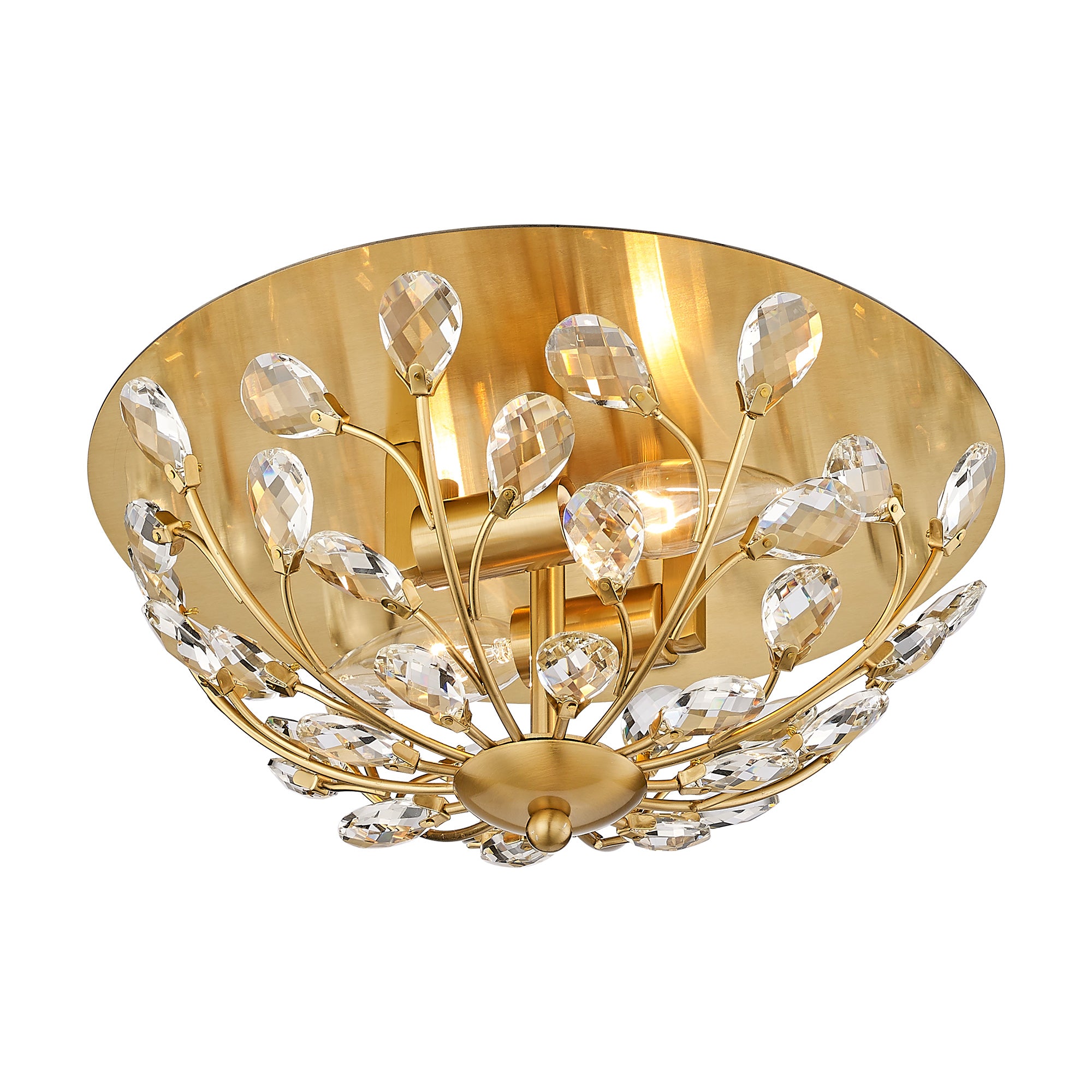 Crystal Modern Gold Flush Mount Ceiling Light - 12 inch Close to Ceiling Light - USAG00122