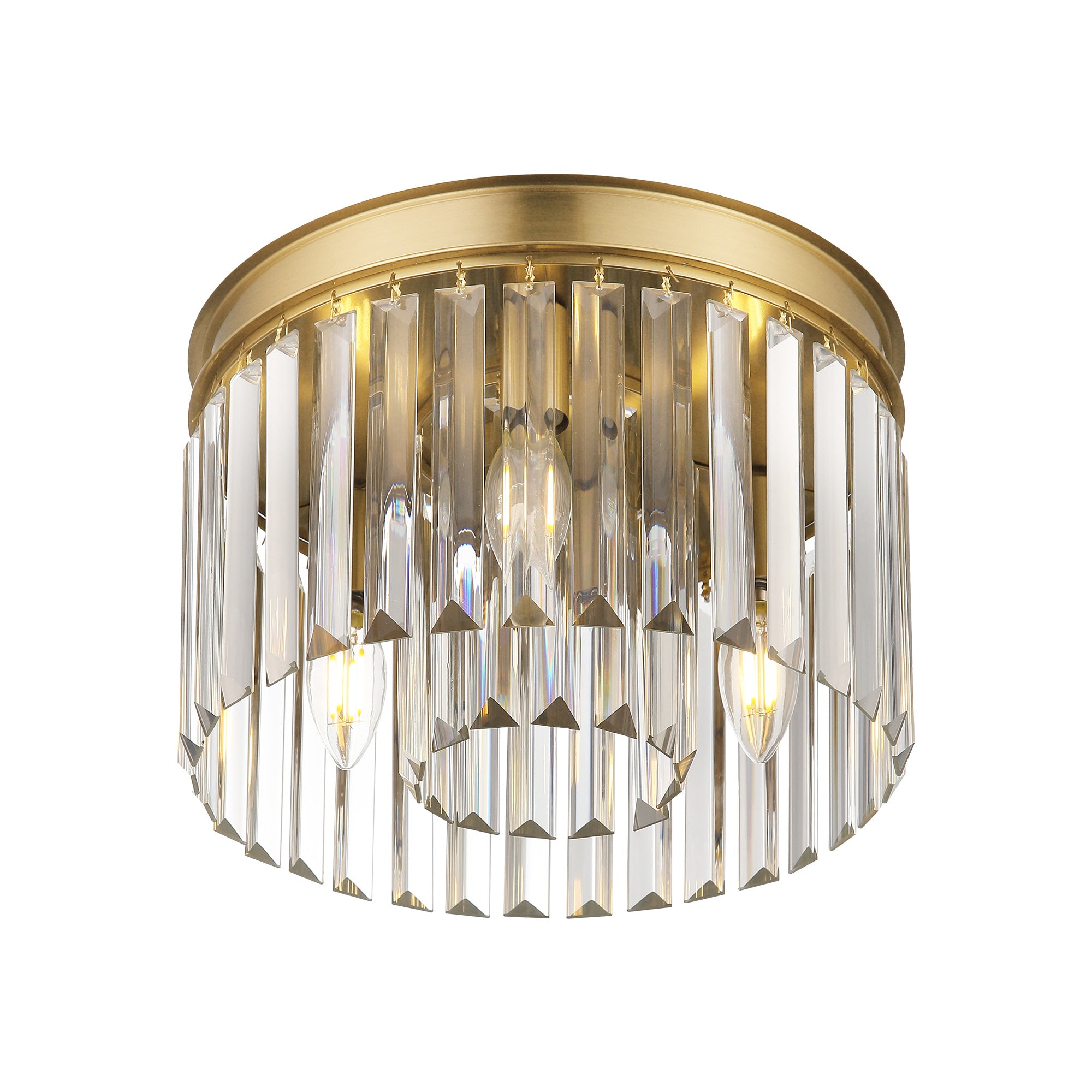 Modern Flush Mount Light Fixture in Brushed Gold Finish - 12 inch 2-Light Close to Ceiling Light Fixtures - USAG00123