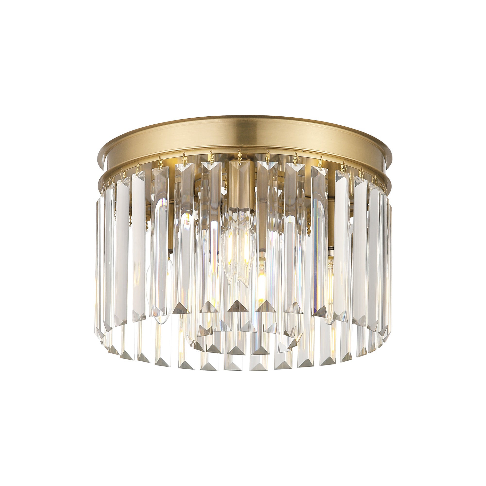 Modern Flush Mount Light Fixture in Brushed Gold Finish - 12 inch 2-Light Close to Ceiling Light Fixtures - USAG00123