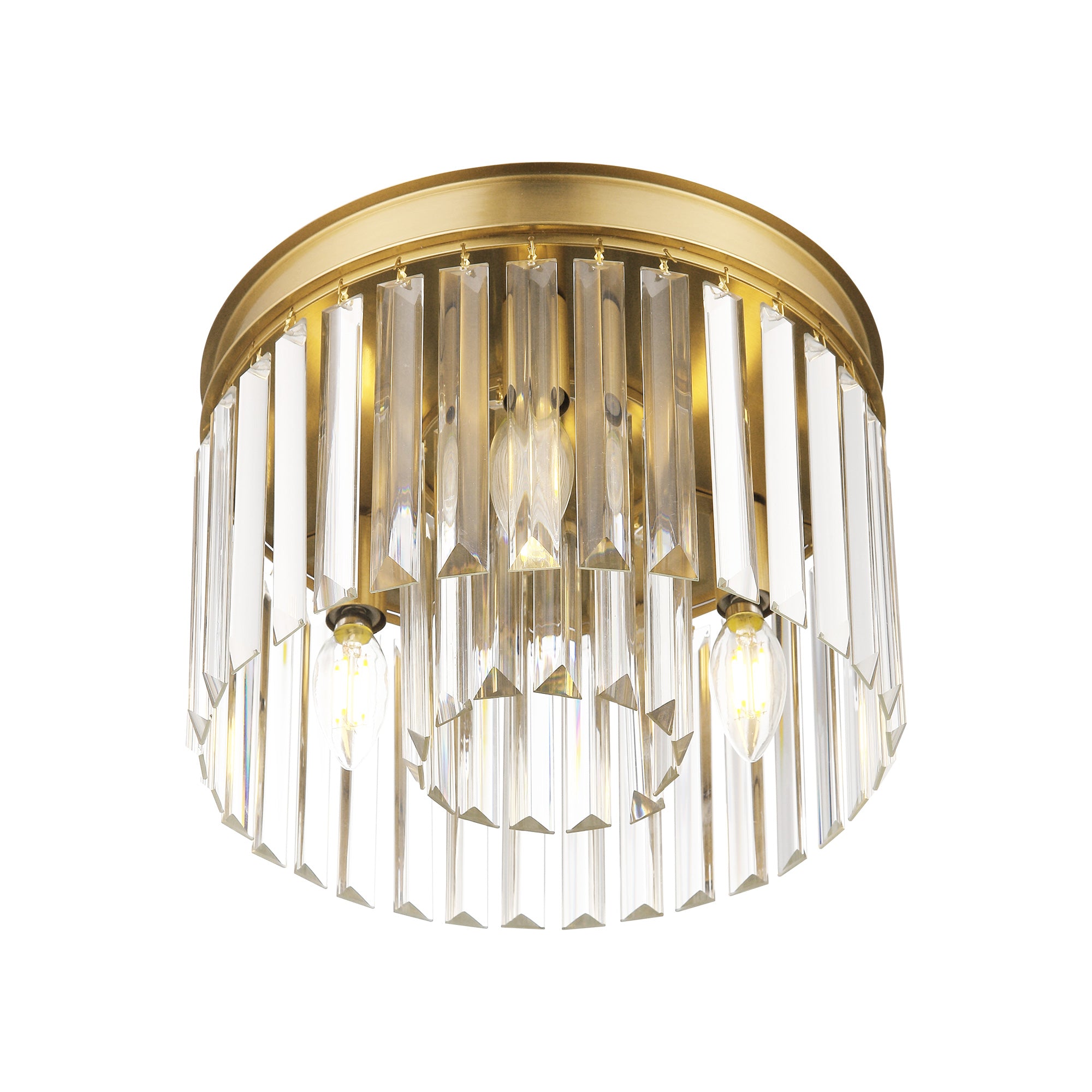 Modern Flush Mount Light Fixture in Brushed Gold Finish - 12 inch 2-Light Close to Ceiling Light Fixtures - USAG00123