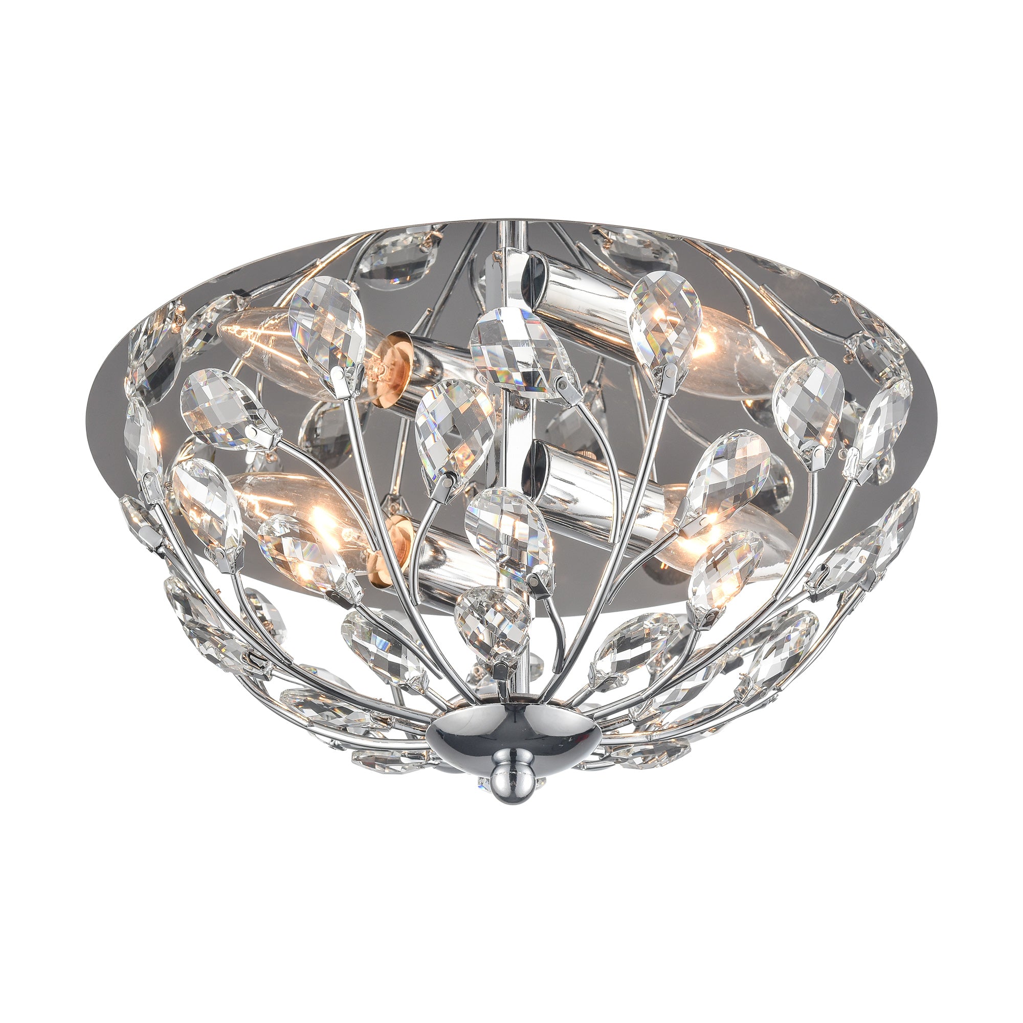 Crystal Modern Brushed Nickel Flush Mount Ceiling Light - 12 inch Close to Ceiling Light - USAG00125