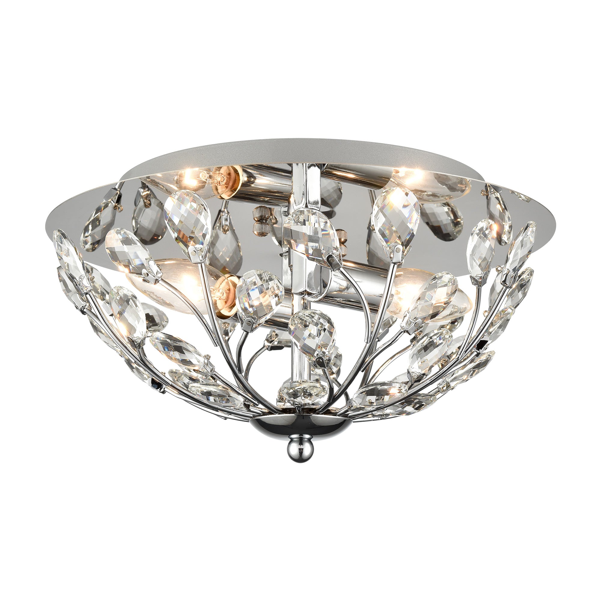 Crystal Modern Brushed Nickel Flush Mount Ceiling Light - 12 inch Close to Ceiling Light - USAG00125