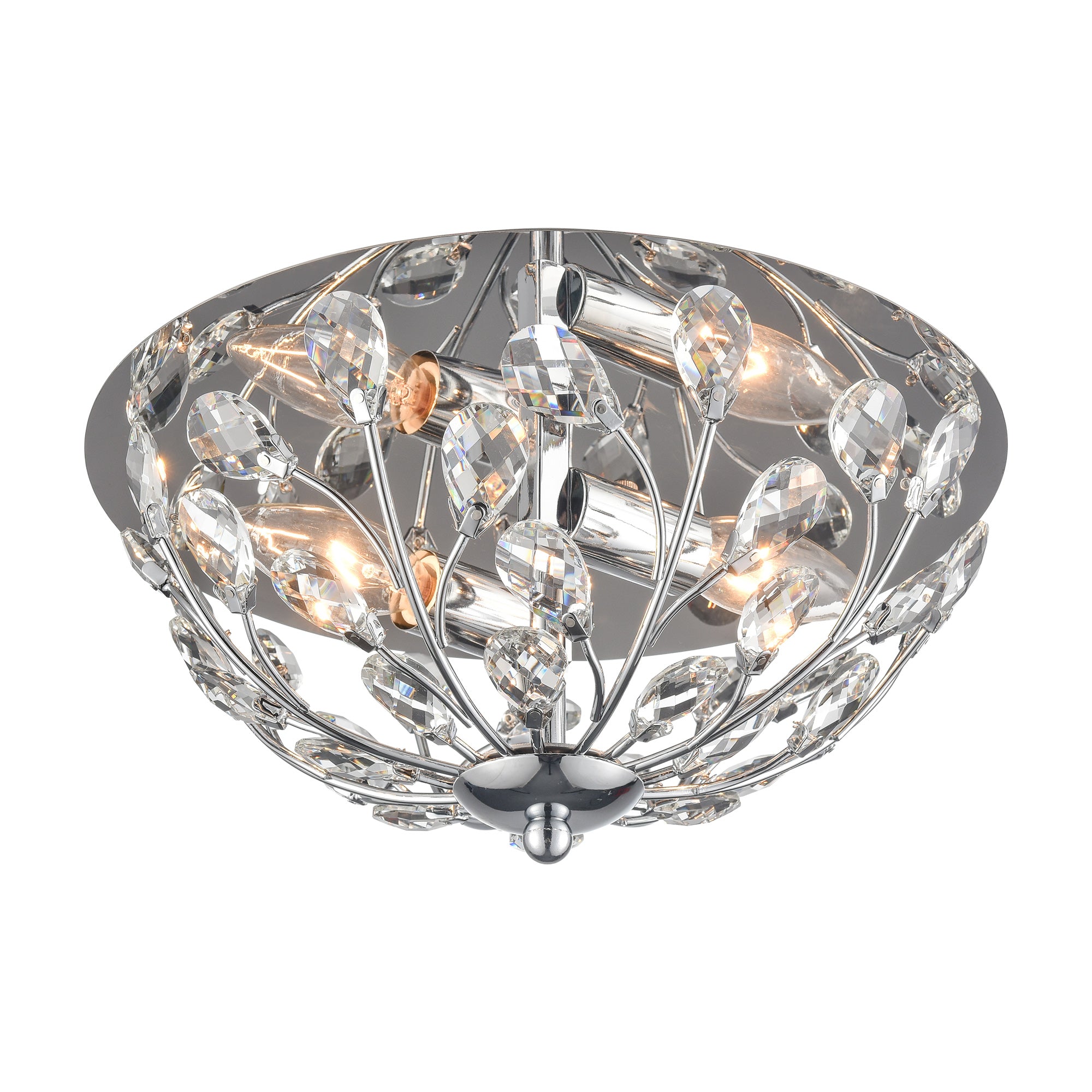 Crystal Modern Brushed Nickel Flush Mount Ceiling Light - 12 inch Close to Ceiling Light - USAG00125