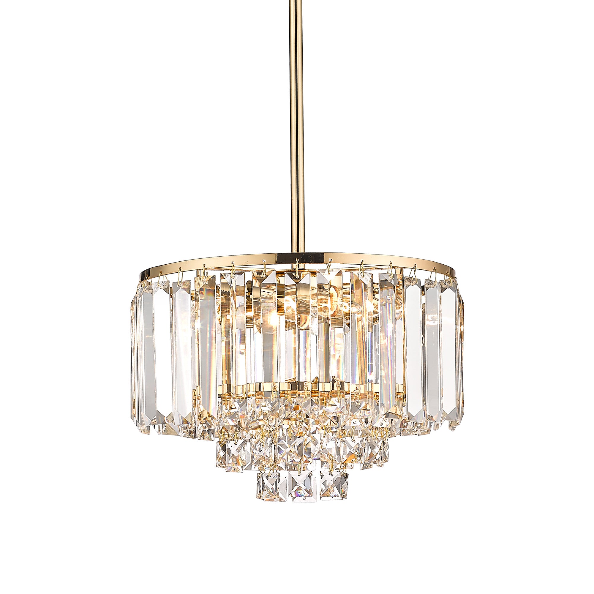 Modern Mini Crystal Chandelier with Champagne Gold Finish - 9 inch Pendant Hanging Light - USAG00127