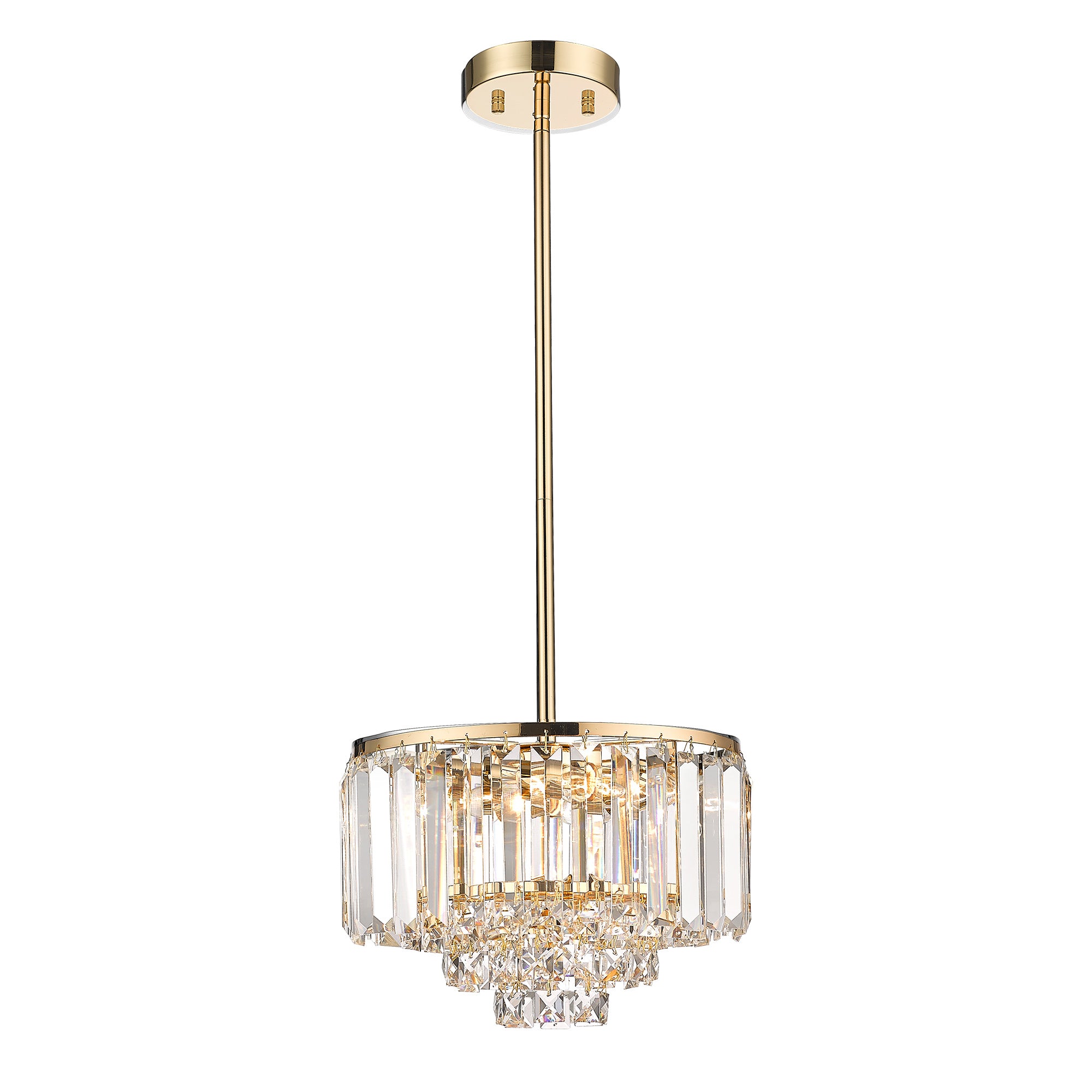 Modern Mini Crystal Chandelier with Champagne Gold Finish - 9 inch Pendant Hanging Light - USAG00127