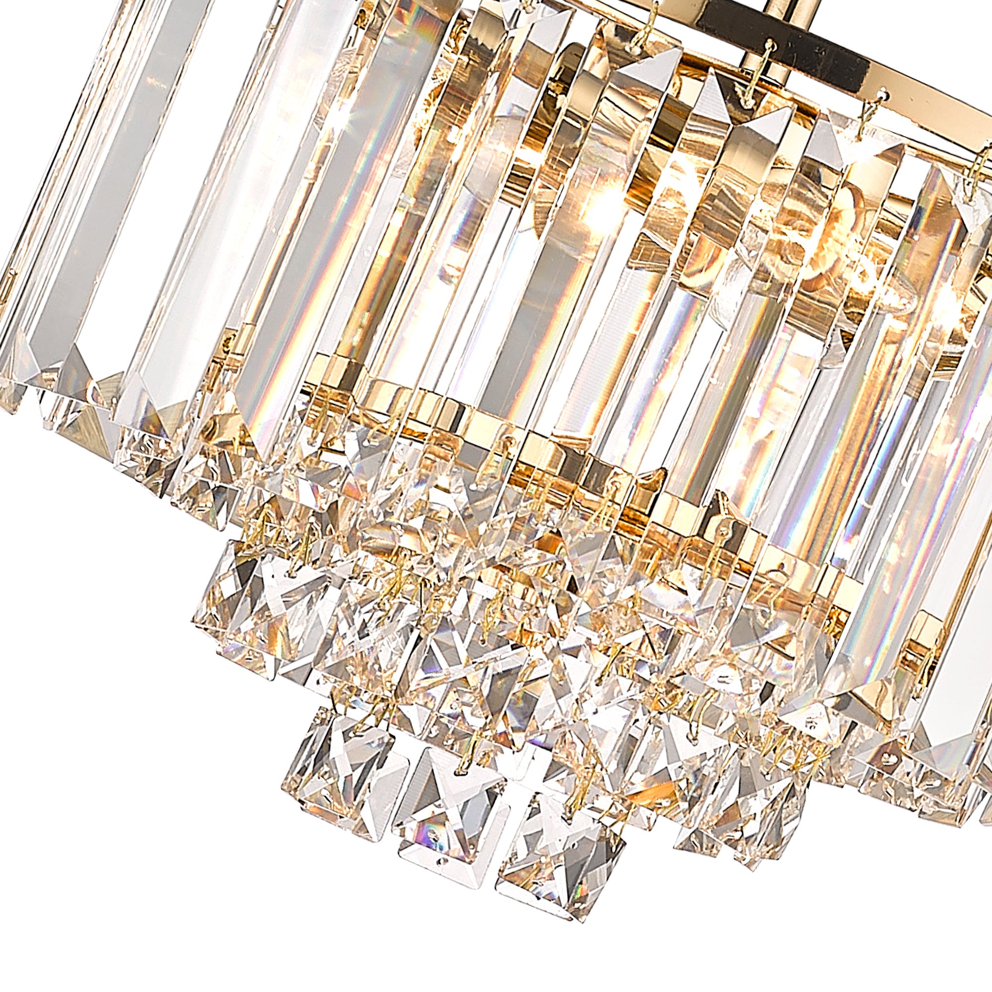 Modern Mini Crystal Chandelier with Champagne Gold Finish - 9 inch Pendant Hanging Light - USAG00127