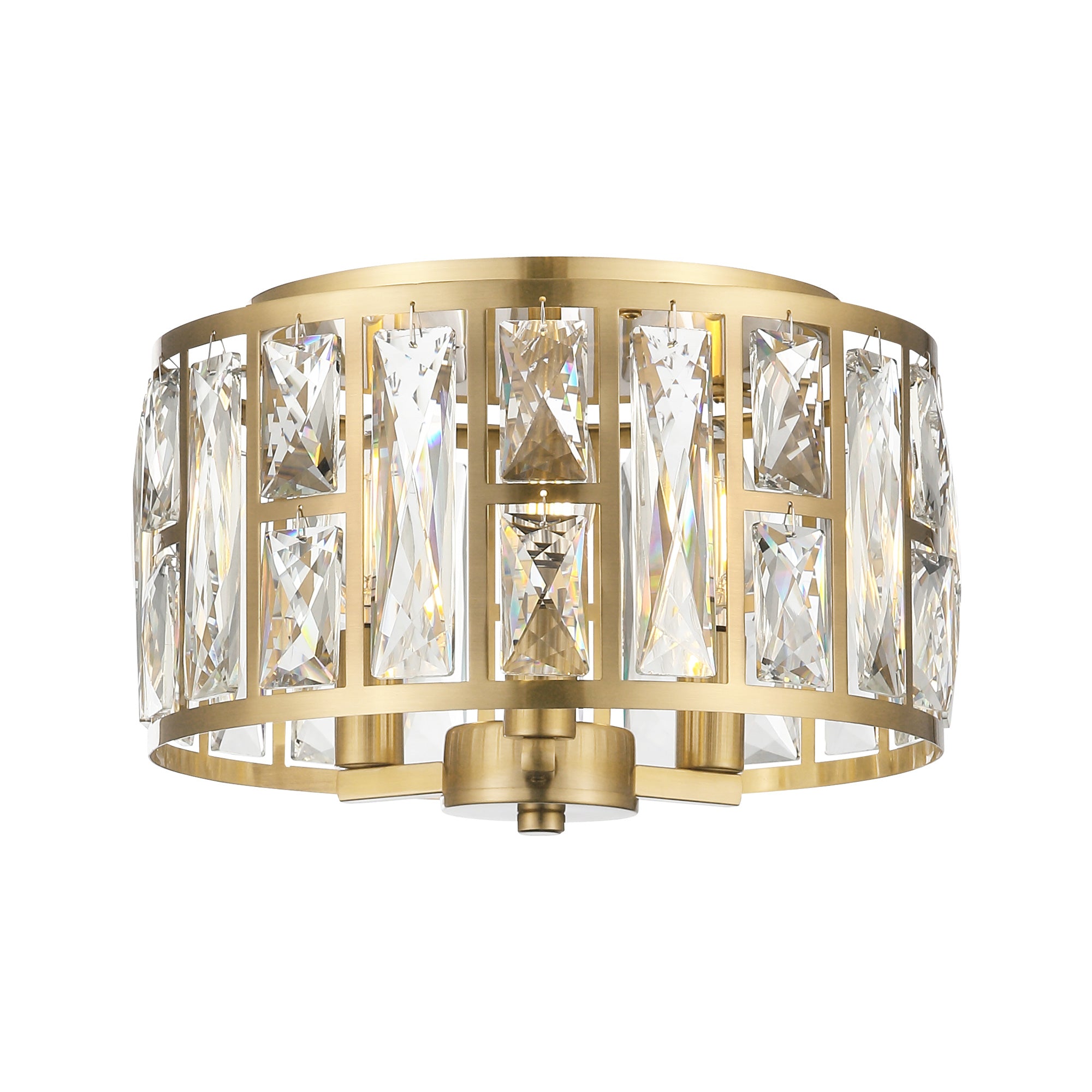 Modern Crystal Brushed Gold Flush Mount - 12 inch Ceiling Light Fixtures - USAG00128