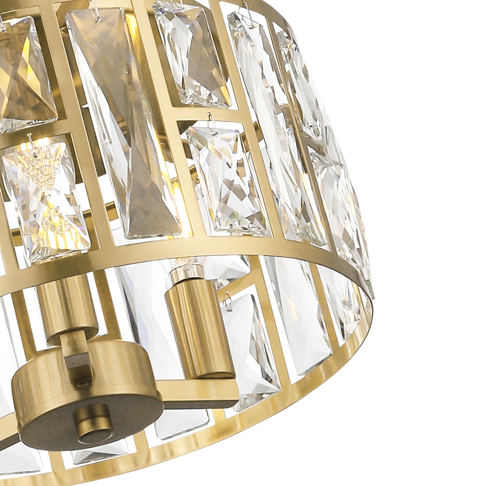 Modern Crystal Brushed Gold Flush Mount - 12 inch Ceiling Light Fixtures - USAG00128