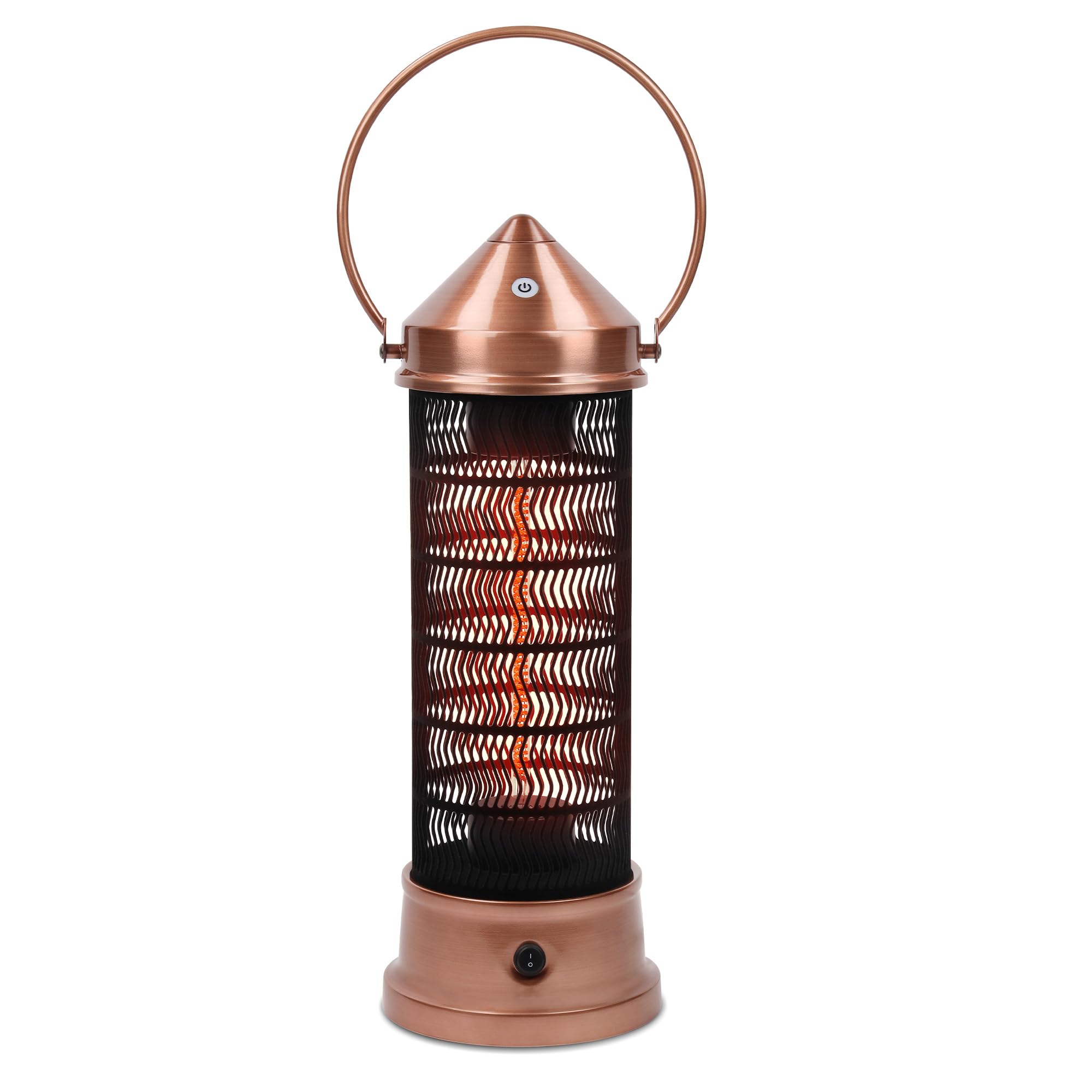 Portable Electric Patio Heater - USAG00156 - 1500W Infrared Heater with Brush Copper Finished, Touch Switch, Tip-Over Protection, IP55 Waterproof