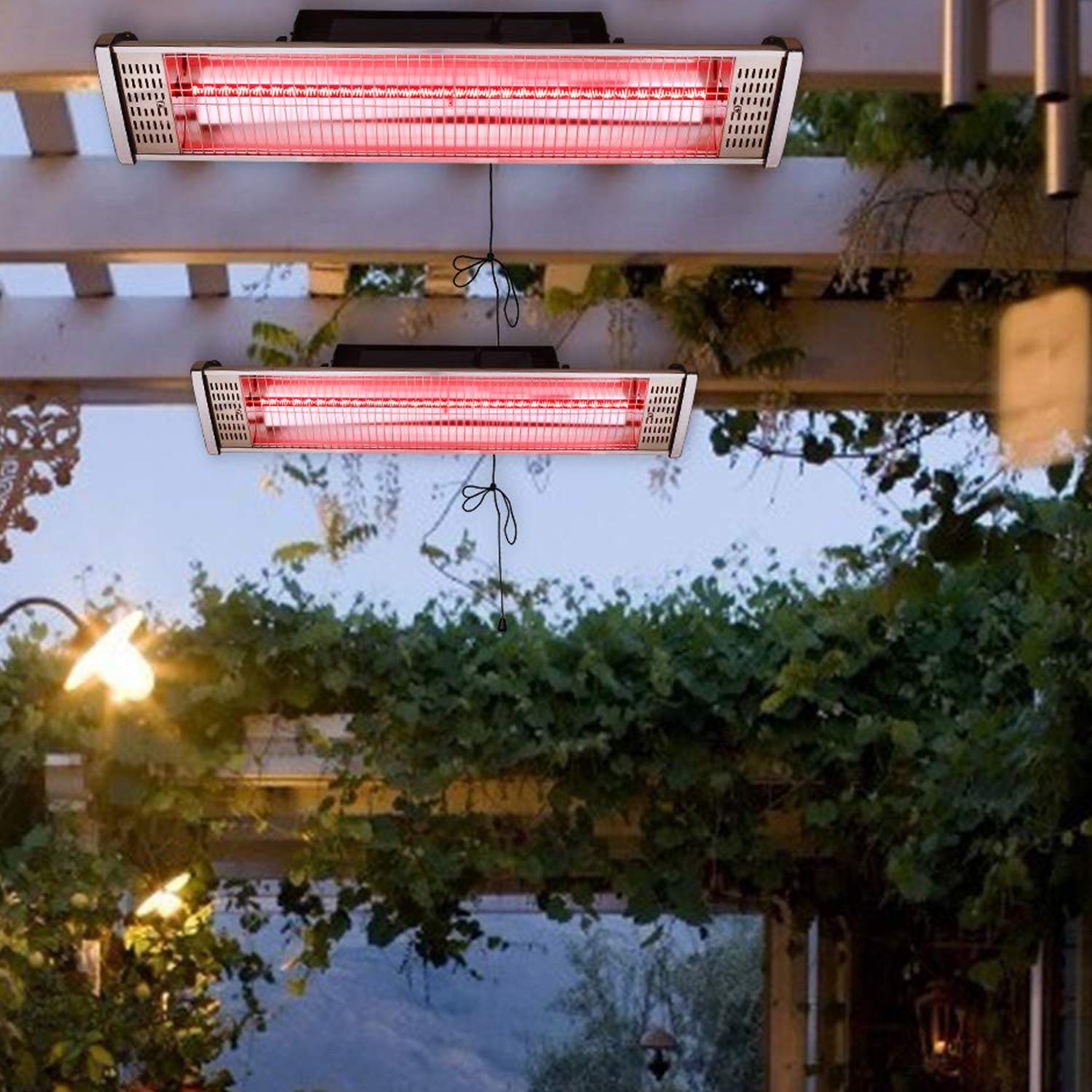 Electric Patio Heater - USAG00158 - 1500W Hanging/Wall Mounted Indoor/Outdoor Infrared Heater with Remote