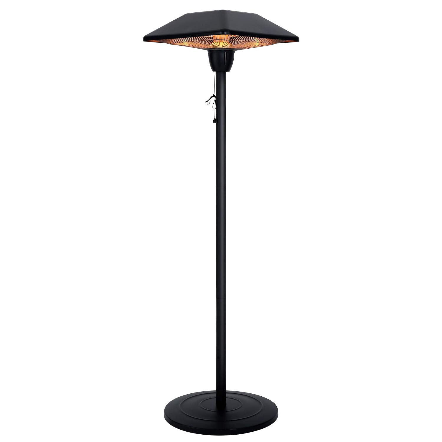 Electric Outdoor Patio Heater - USAG00173 - 1500W Infrared Heater with SQUARE SHAPE Matte Black Finished, Tip-Over Protection, Adjustable Height and Silent Heating