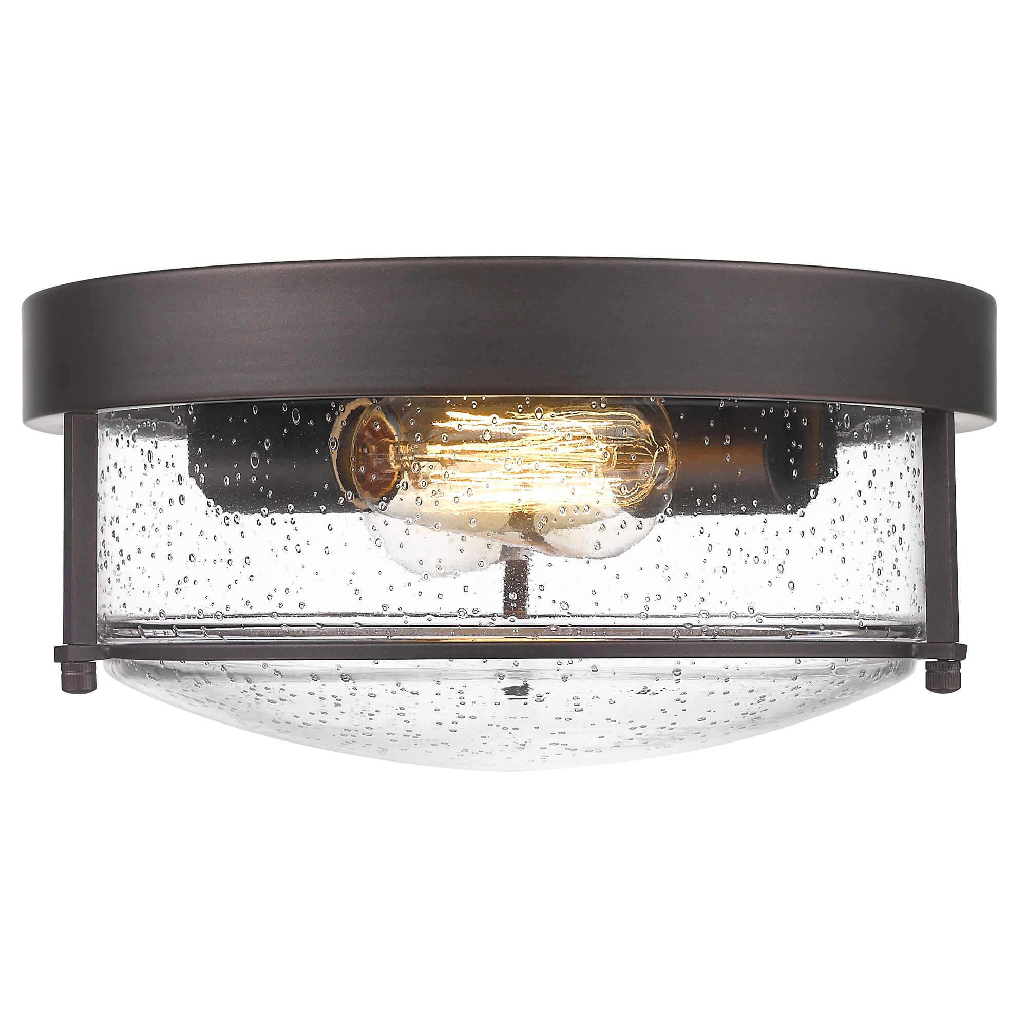 Oil-rubbed Bronze Flush Mount Light with Seeded Glass -12 Inch 2-Light Ceiling Light Fixture  - USAG00196