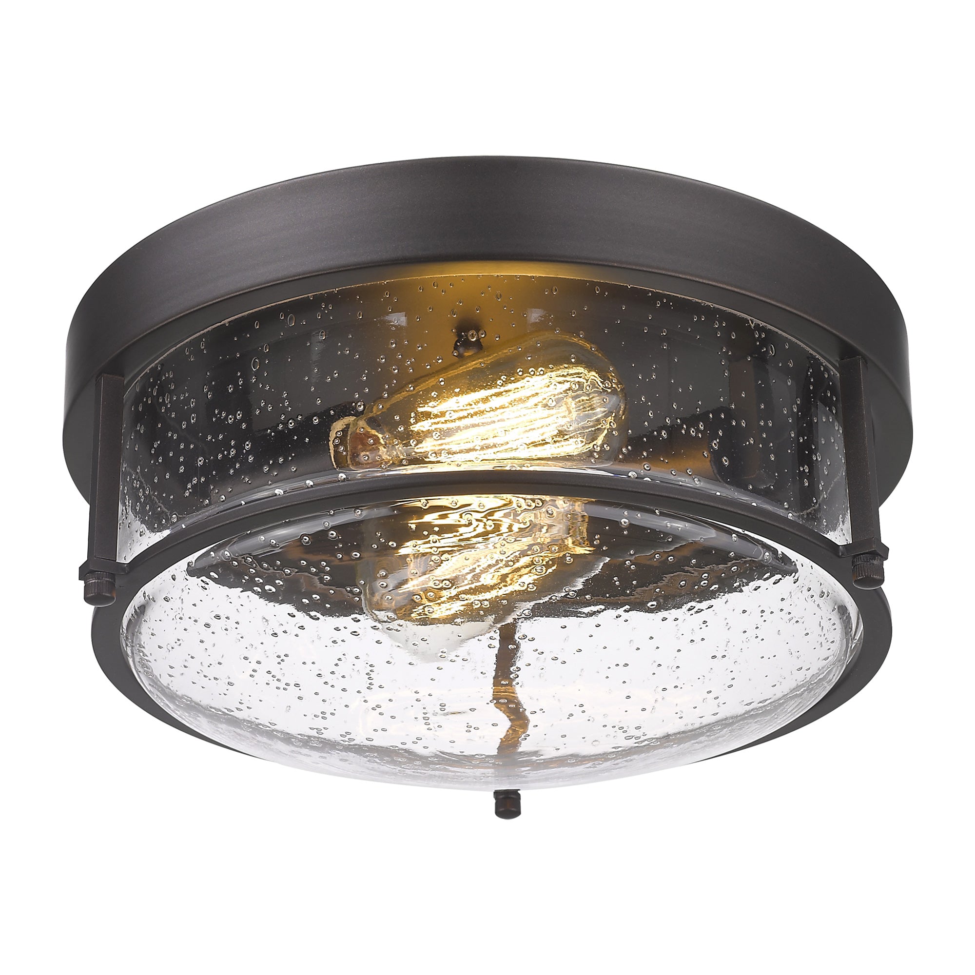 Oil-rubbed Bronze Flush Mount Light with Seeded Glass -12 Inch 2-Light Ceiling Light Fixture  - USAG00196