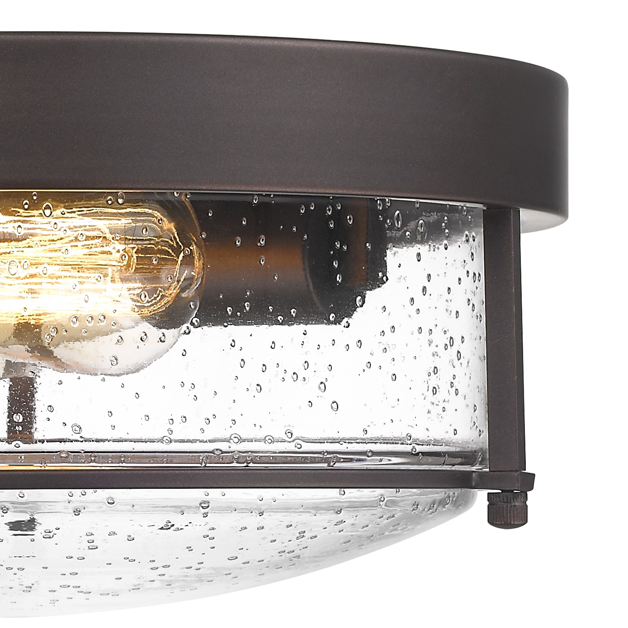 Oil-rubbed Bronze Flush Mount Light with Seeded Glass -12 Inch 2-Light Ceiling Light Fixture  - USAG00196