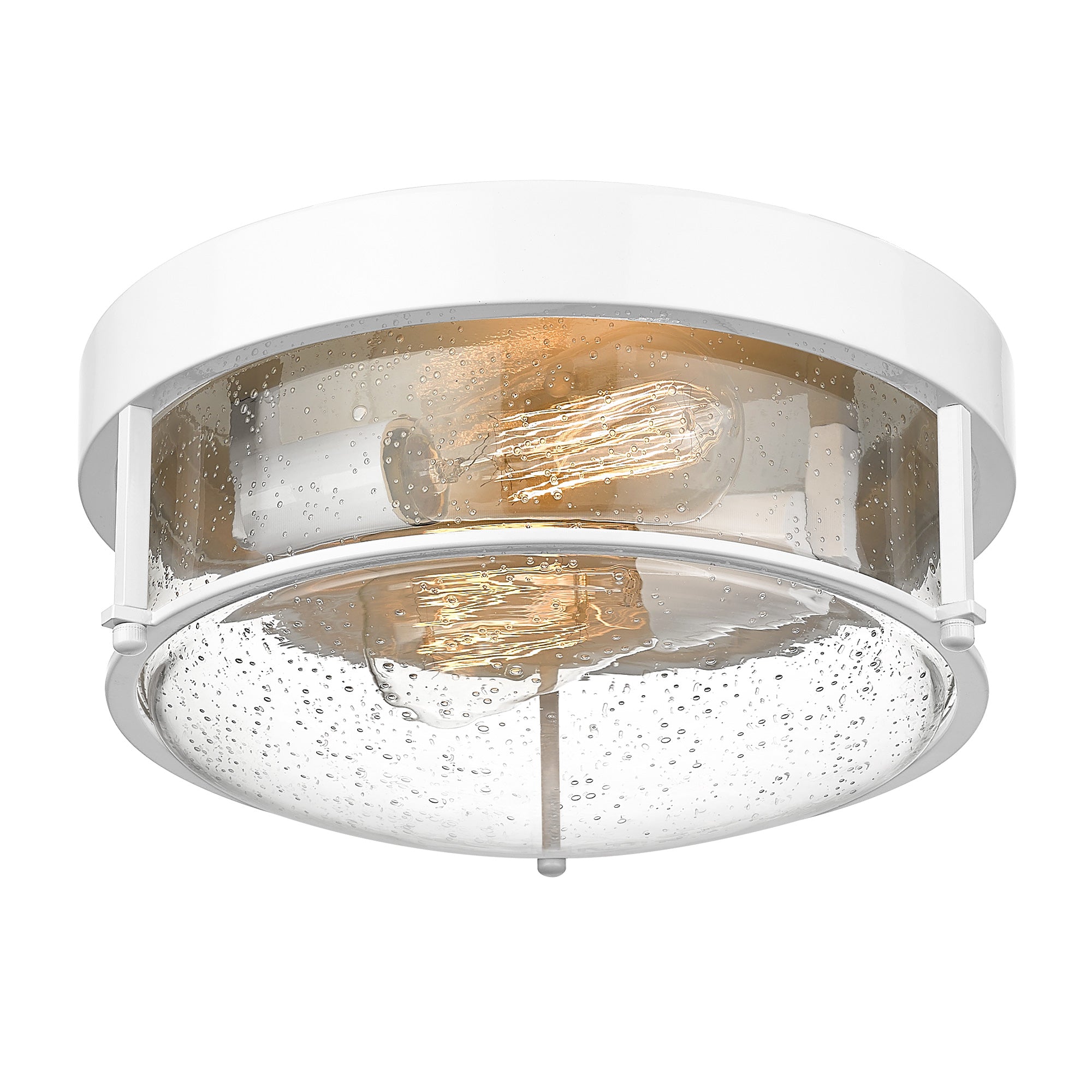 White Finish Flush Mount Light with Seeded Glass -12 Inch 2-Light Ceiling Light Fixture  - USAG00199