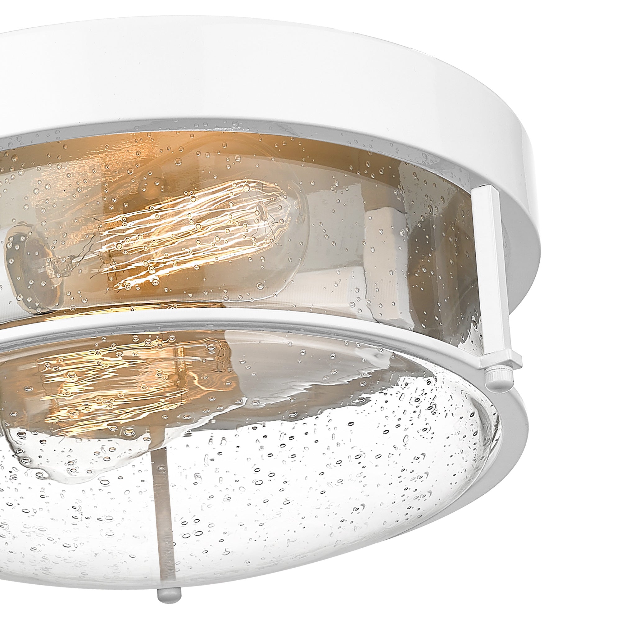 White Finish Flush Mount Light with Seeded Glass -12 Inch 2-Light Ceiling Light Fixture  - USAG00199