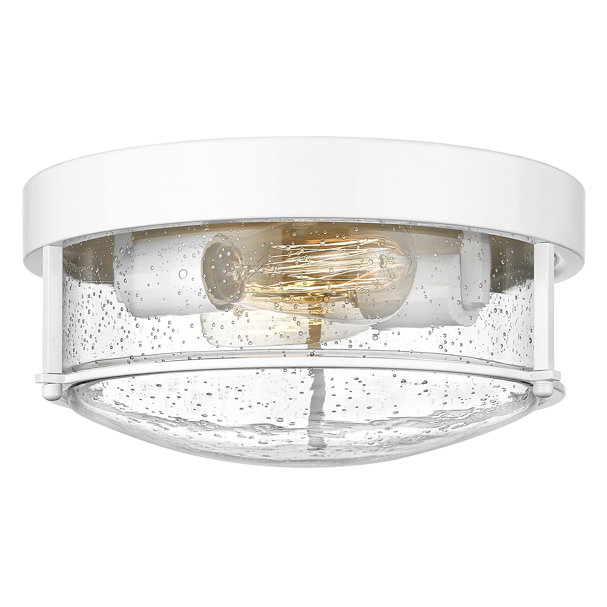 White Finish Flush Mount Light with Seeded Glass -12 Inch 2-Light Ceiling Light Fixture  - USAG00199