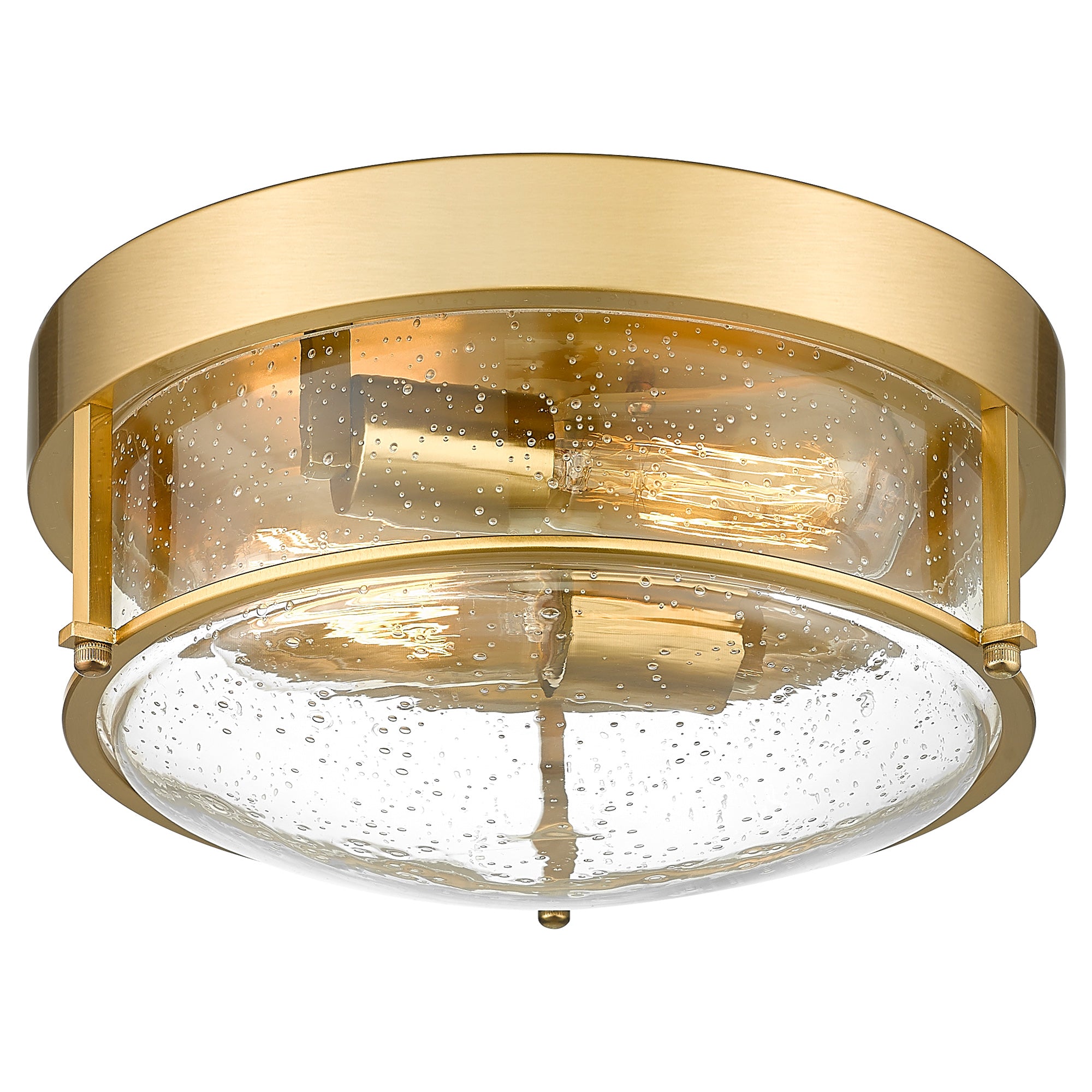 Brushed Gold Flush Mount Light with Seeded Glass -12 Inch 2-Light Ceiling Light Fixture - USAG00200