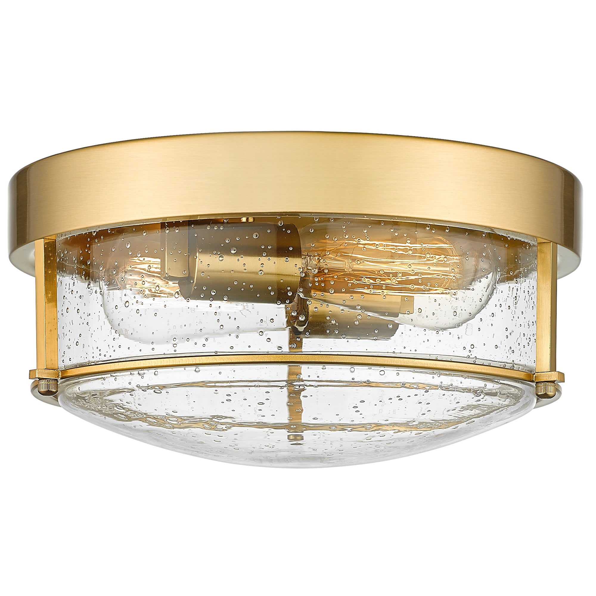 Brushed Gold Flush Mount Light with Seeded Glass -12 Inch 2-Light Ceiling Light Fixture - USAG00200