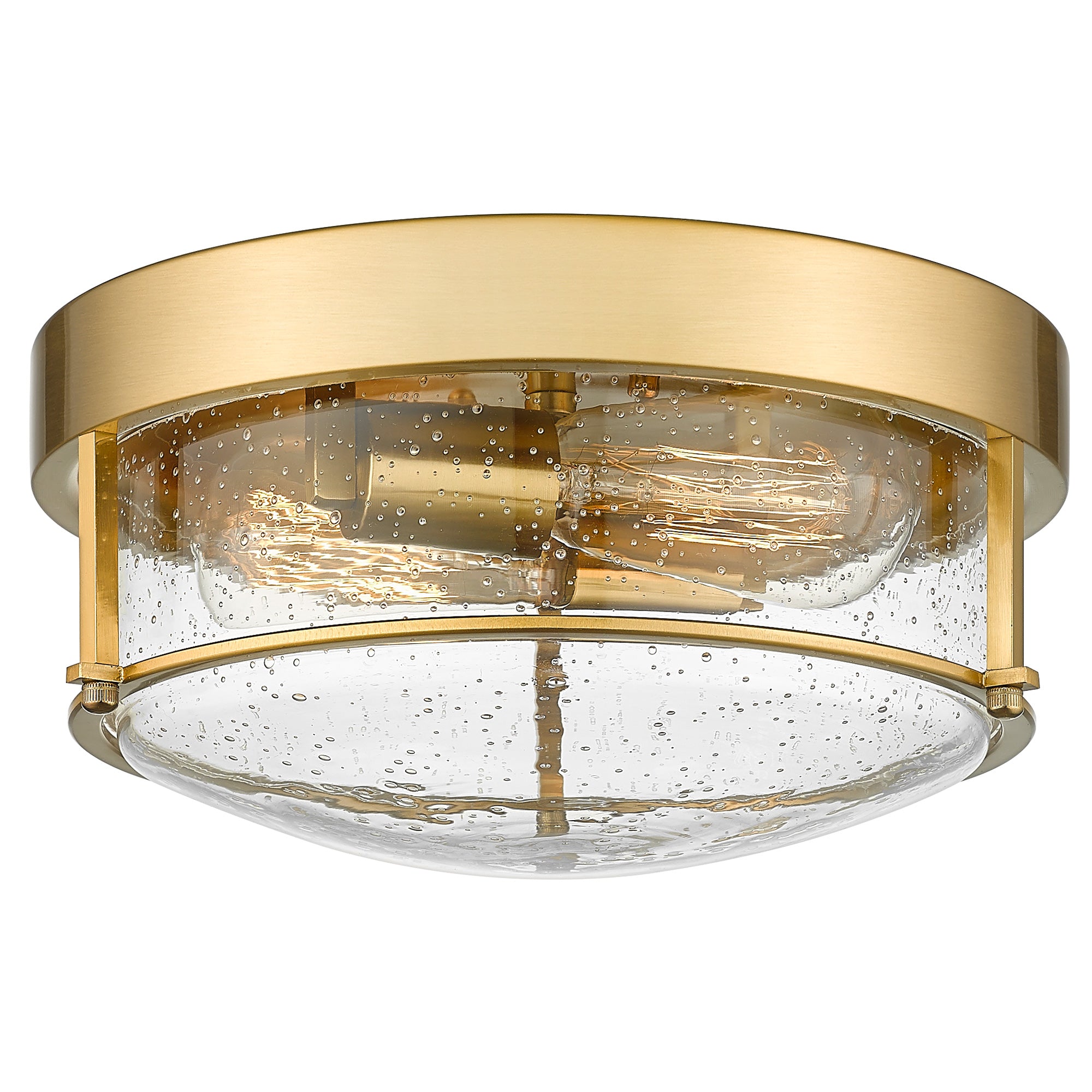 Brushed Gold Flush Mount Light with Seeded Glass -12 Inch 2-Light Ceiling Light Fixture - USAG00200