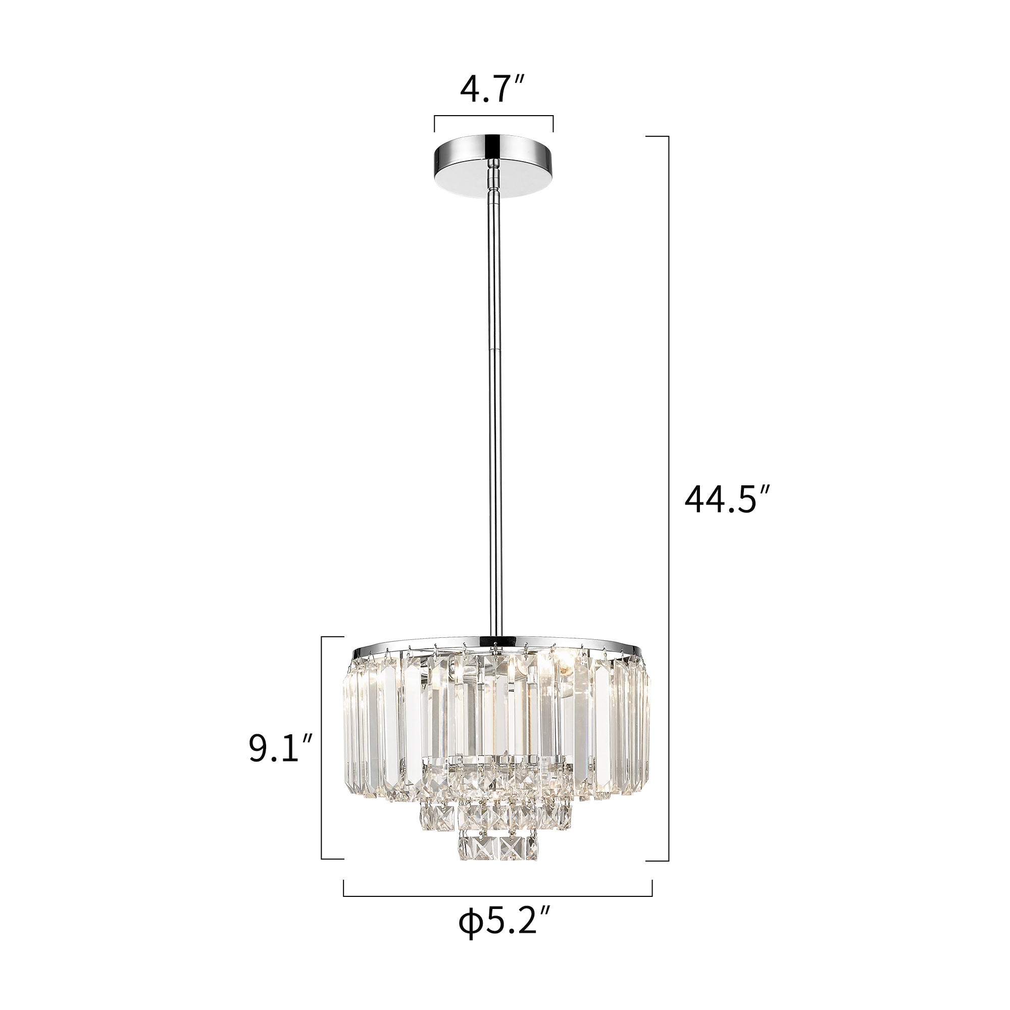 Crystal Chandelier with Polished Chrome Finish - 4-Tier Modern Pendant Light - USAG00208