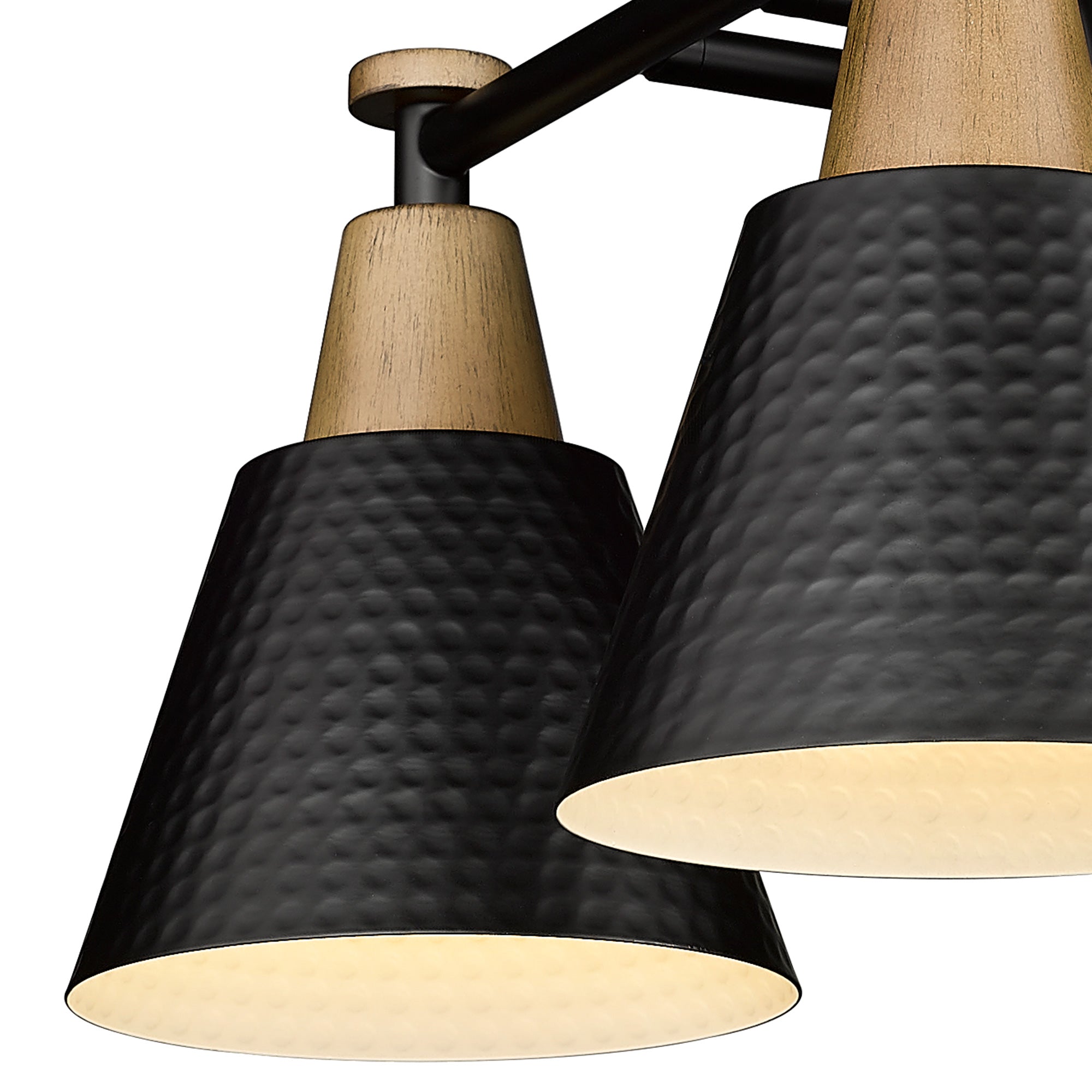 Black Finish with Wood Grain Shade - 14.8 inch 2-Light Wall Sconces Vanity Light - USAG00212