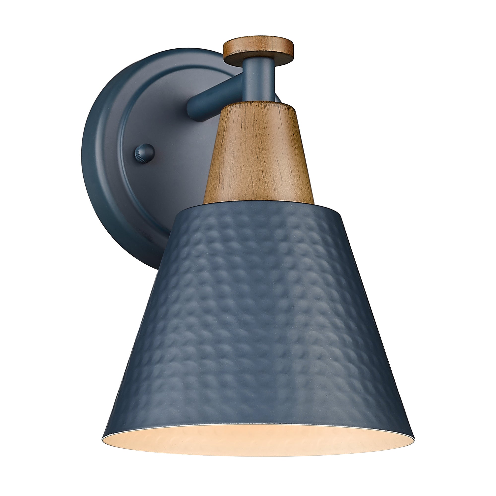 Blue & Wood Grain Finish with Hammered Metal Shade - 8.3 inch 1-Light Wall Sconces Wall Light - USAG00213