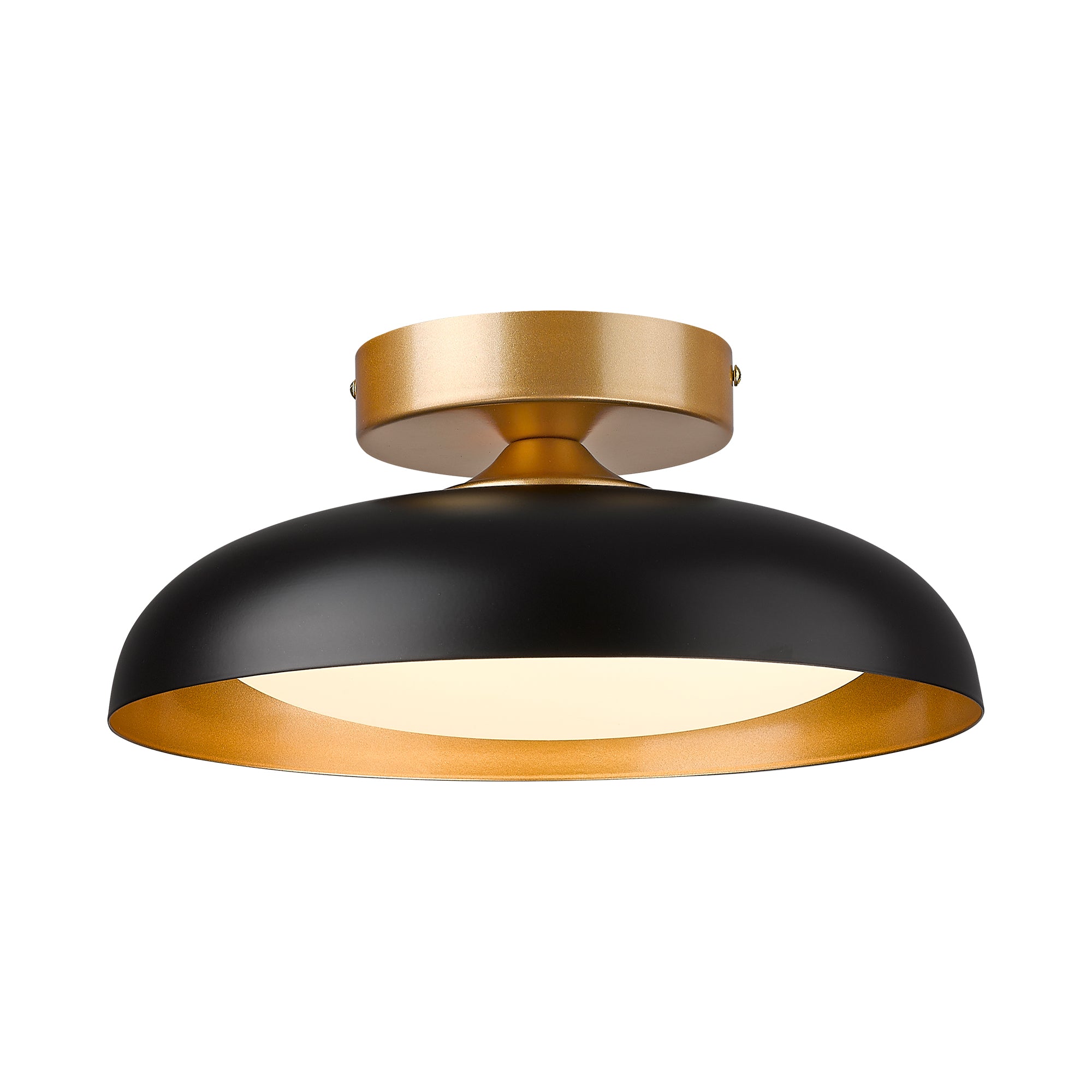 Semi Flush Mount Black and Gold Finish Metal - 12 inch LED 12W/1200lm 3000K/4000K/5000K Adjustable Ceiling Light - USAG00227