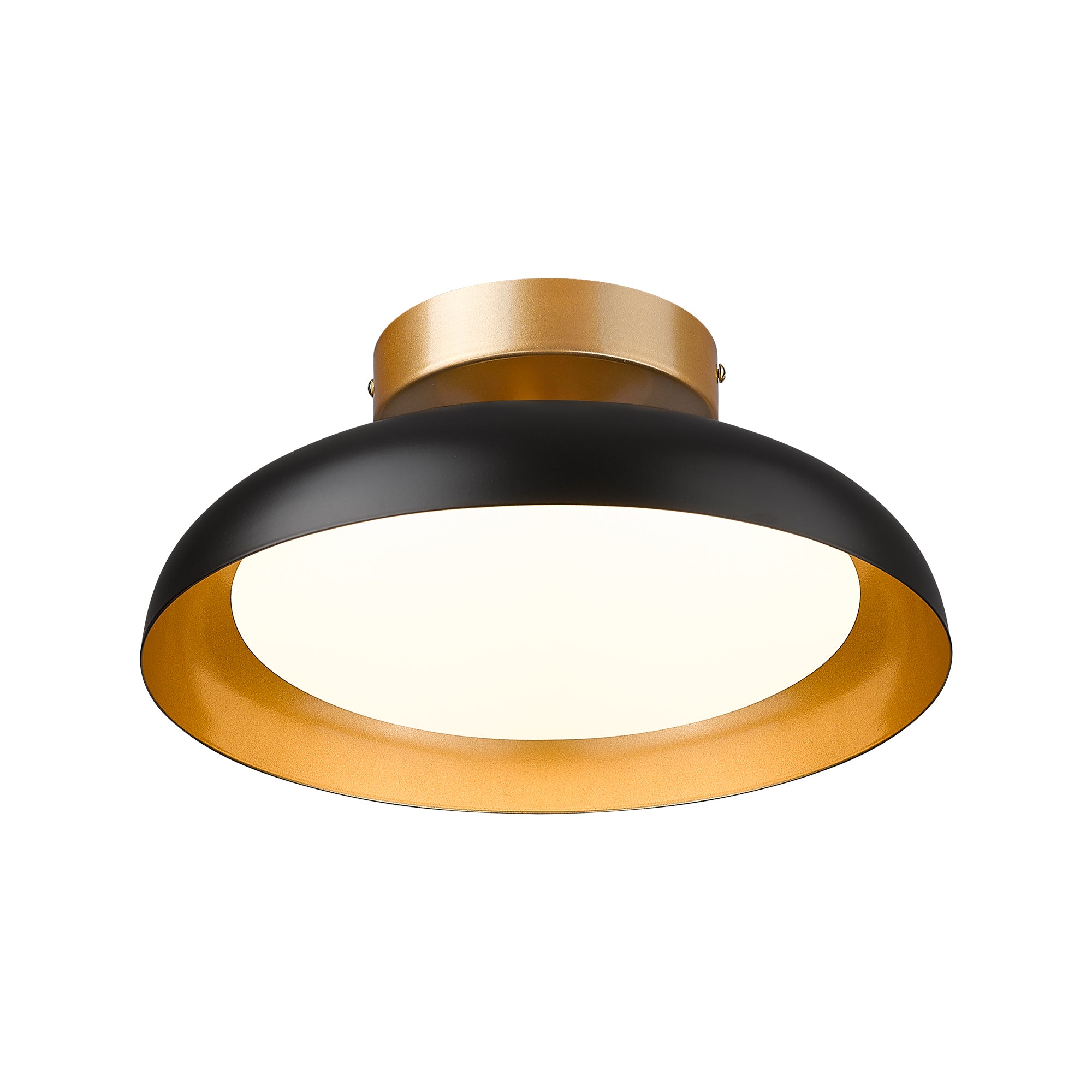 Semi Flush Mount Black and Gold Finish Metal - 12 inch LED 12W/1200lm 3000K/4000K/5000K Adjustable Ceiling Light - USAG00227