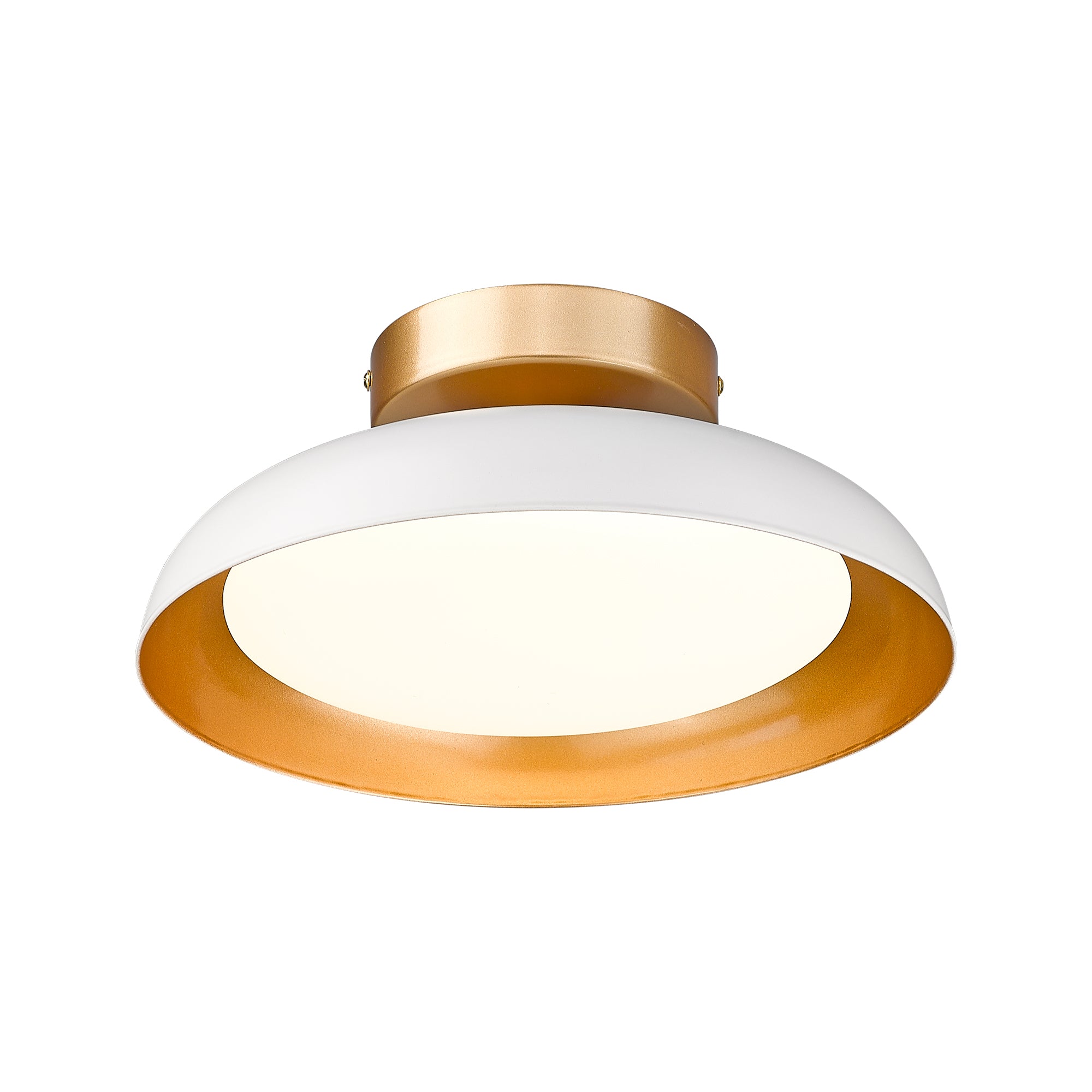 Semi Flush Mount White & Gold Finish Metal - 12 inch LED 12W/1200lm 3000K/4000K/5000K Adjustable Ceiling Light - USAG00229