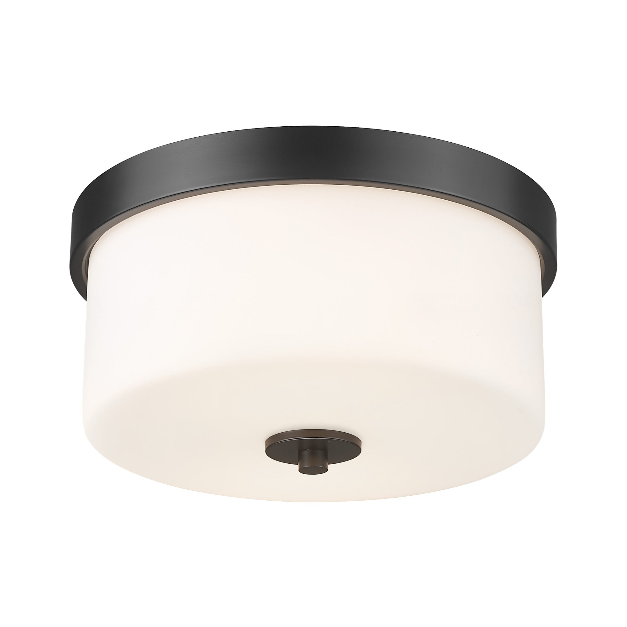 Matte Black Glass & Metal - 10'' 2-Light Fixtures Ceiling Mount With Milk Glass- USAG00238