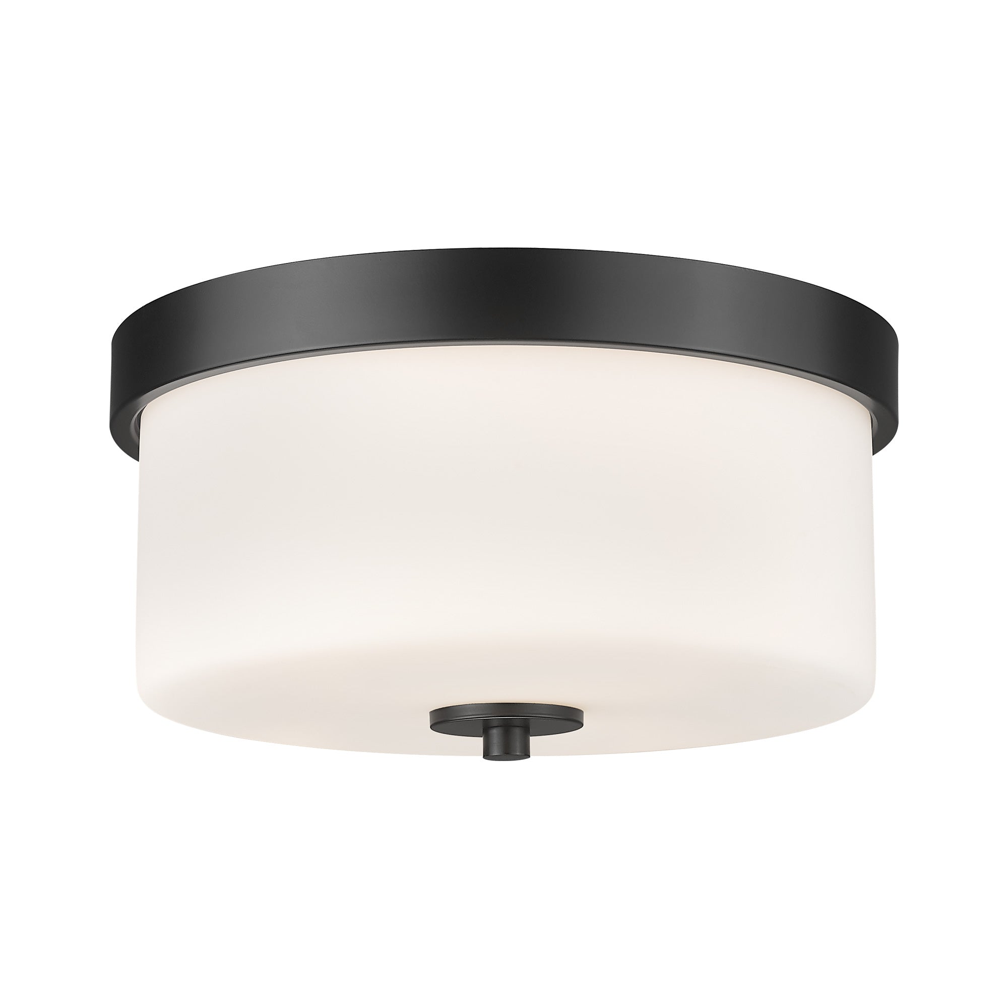 Matte Black Glass & Metal - 10'' 2-Light Fixtures Ceiling Mount With Milk Glass- USAG00238