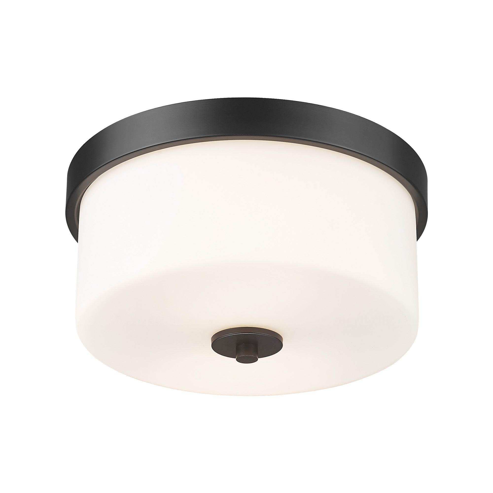 Matte Black Glass & Metal - 10'' 2-Light Fixtures Ceiling Mount With Milk Glass- USAG00238