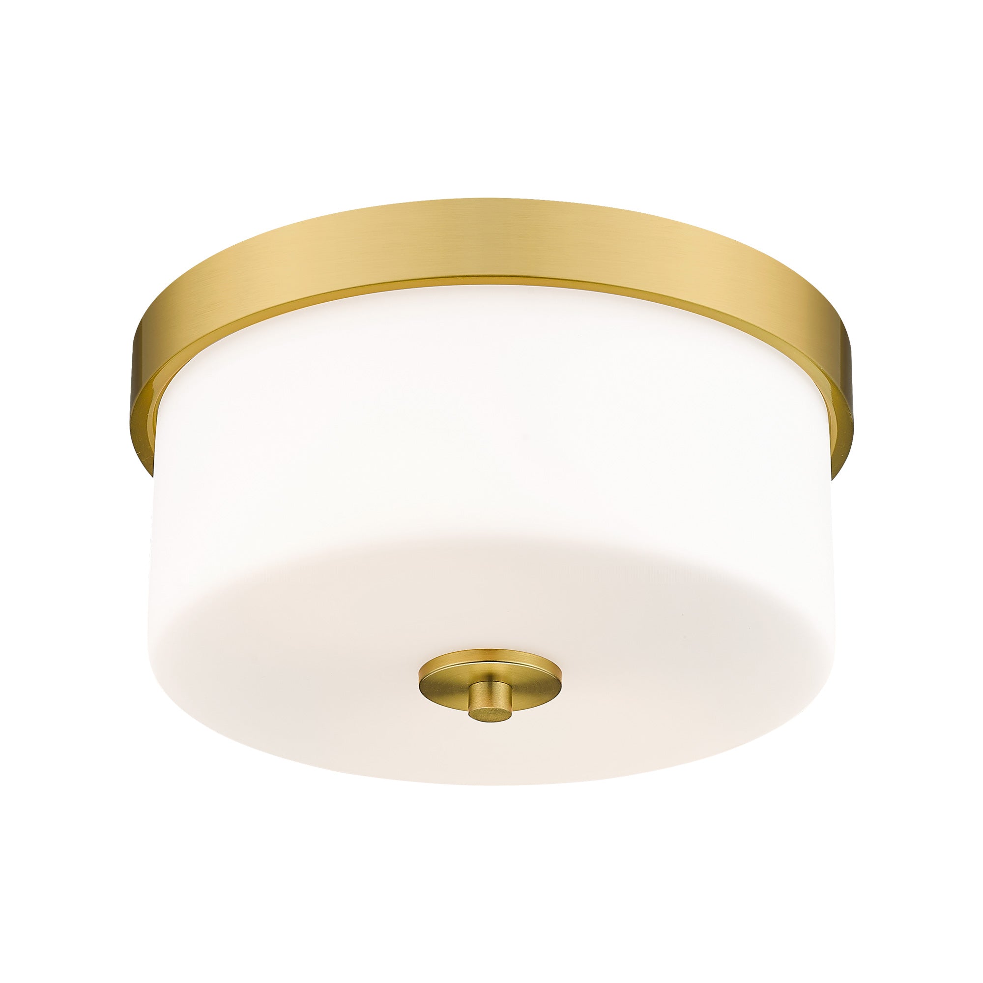 Brushed Gold Glass & Metal - 10'' 2-Light Fixtures Ceiling Mount With Milk Glass - USAG00239