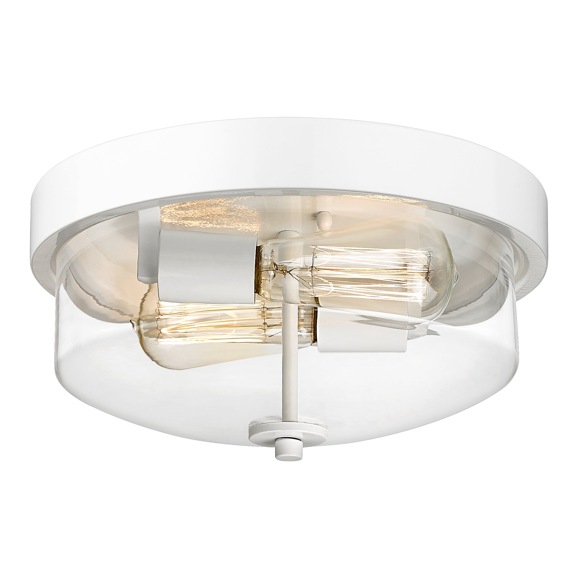 White Glass & Metal - 12 Inch Flush Mount Light Fixture with Clear Glass for Bedroom Hallway - USAG00246