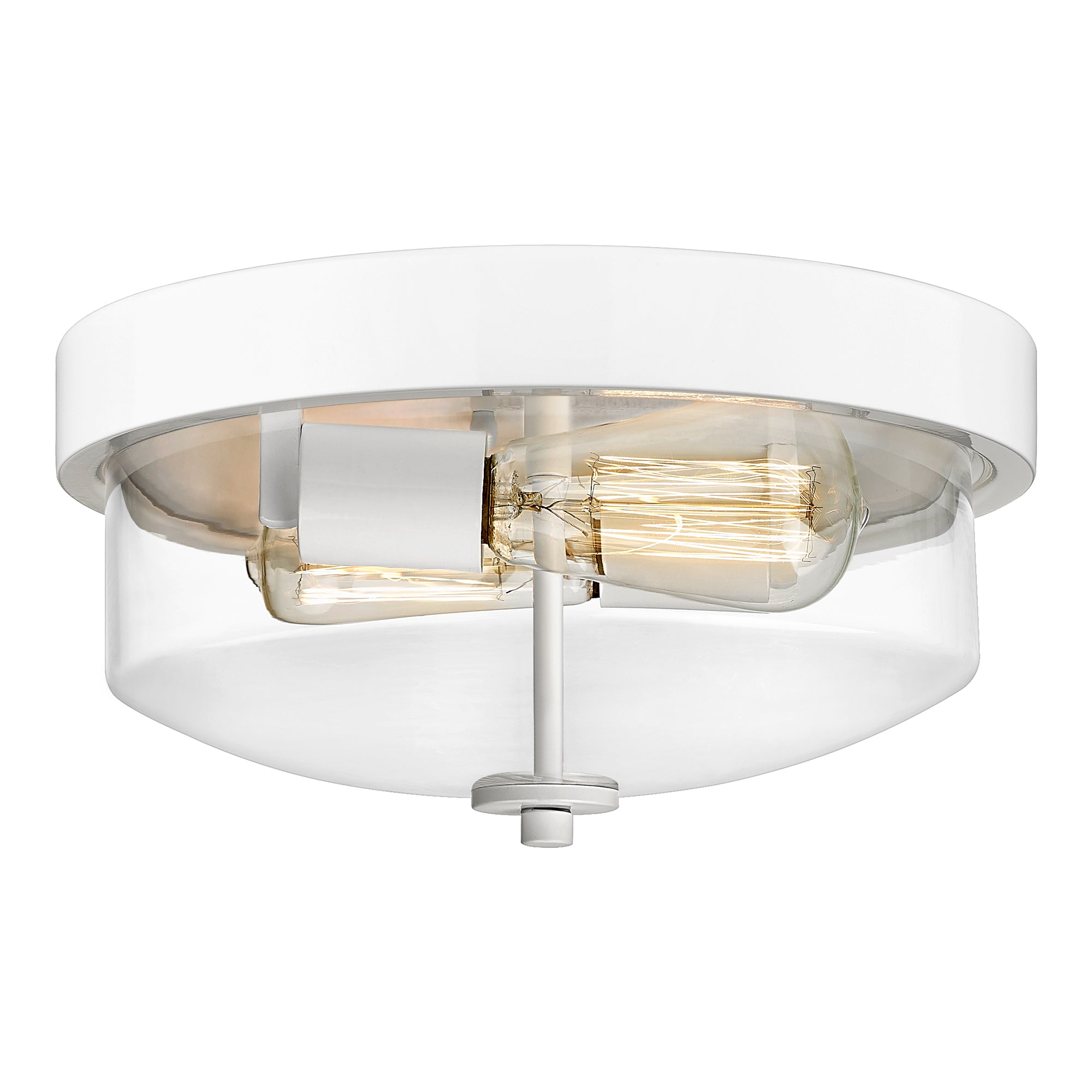 White Glass & Metal - 12 Inch Flush Mount Light Fixture with Clear Glass for Bedroom Hallway - USAG00246