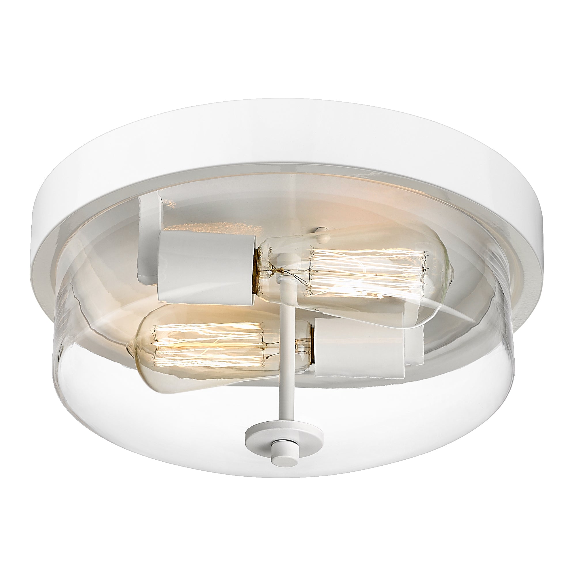 White Glass & Metal - 12 Inch Flush Mount Light Fixture with Clear Glass for Bedroom Hallway - USAG00246