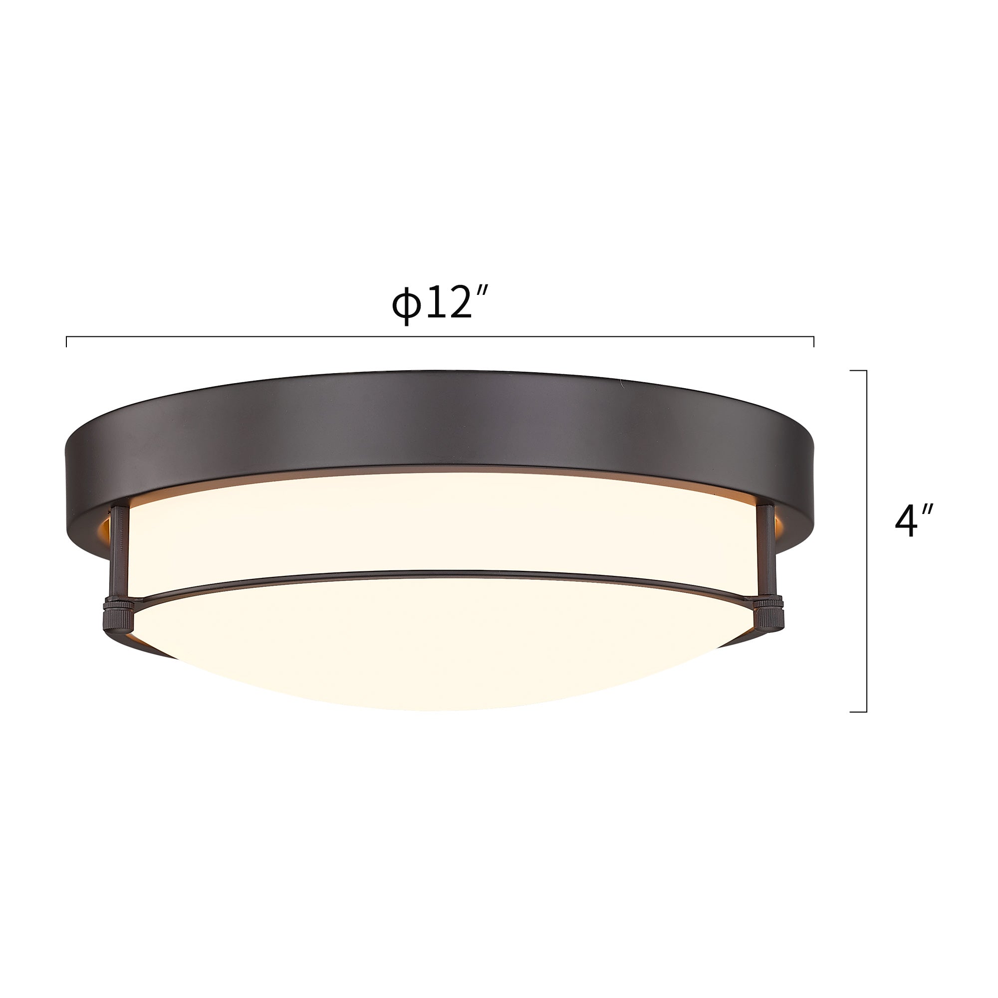 Modern Flush Mount Light Fixture with Oil-rubbed Bronze Finish - 12 inch 2-Light Ceiling Light - USAG00247