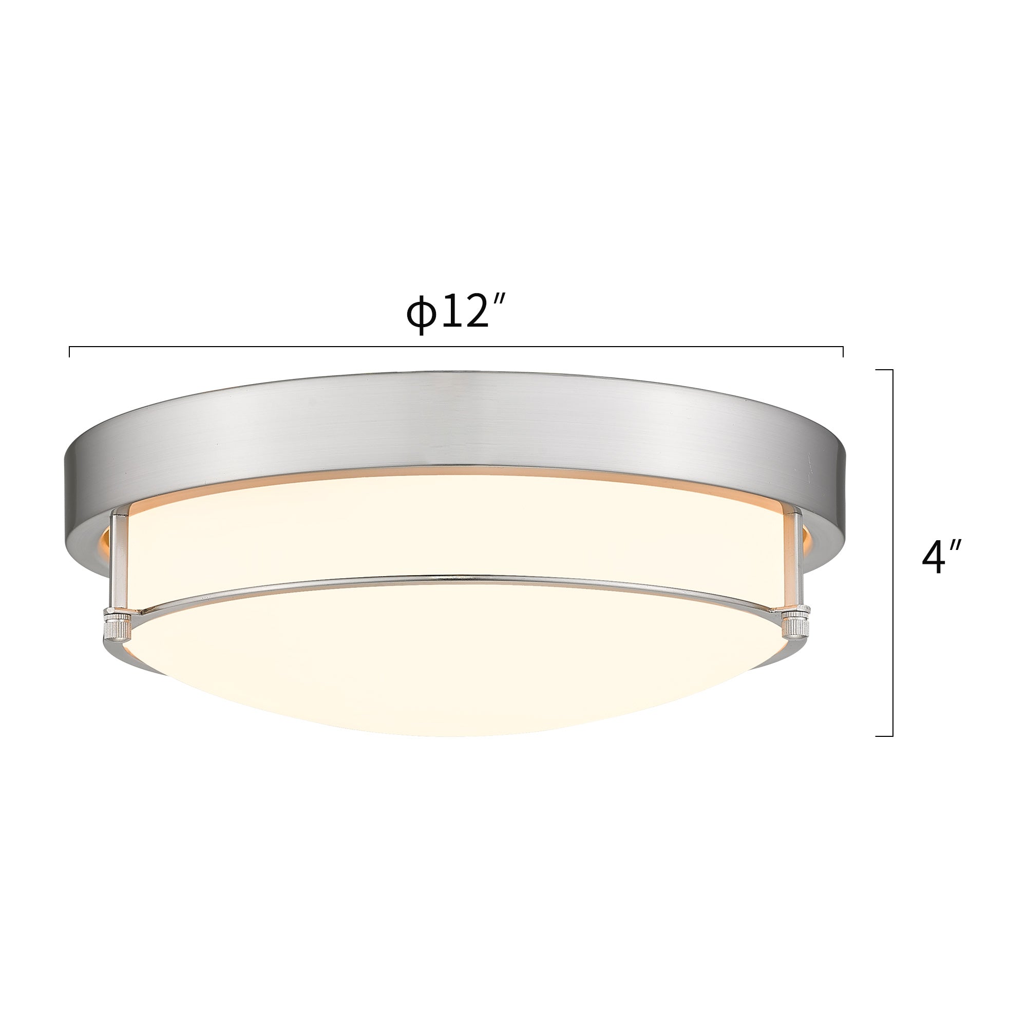 Modern Flush Mount Light Fixture with Brushed Nickel Finish - 12 inch 2-Light Ceiling Light - USAG00249