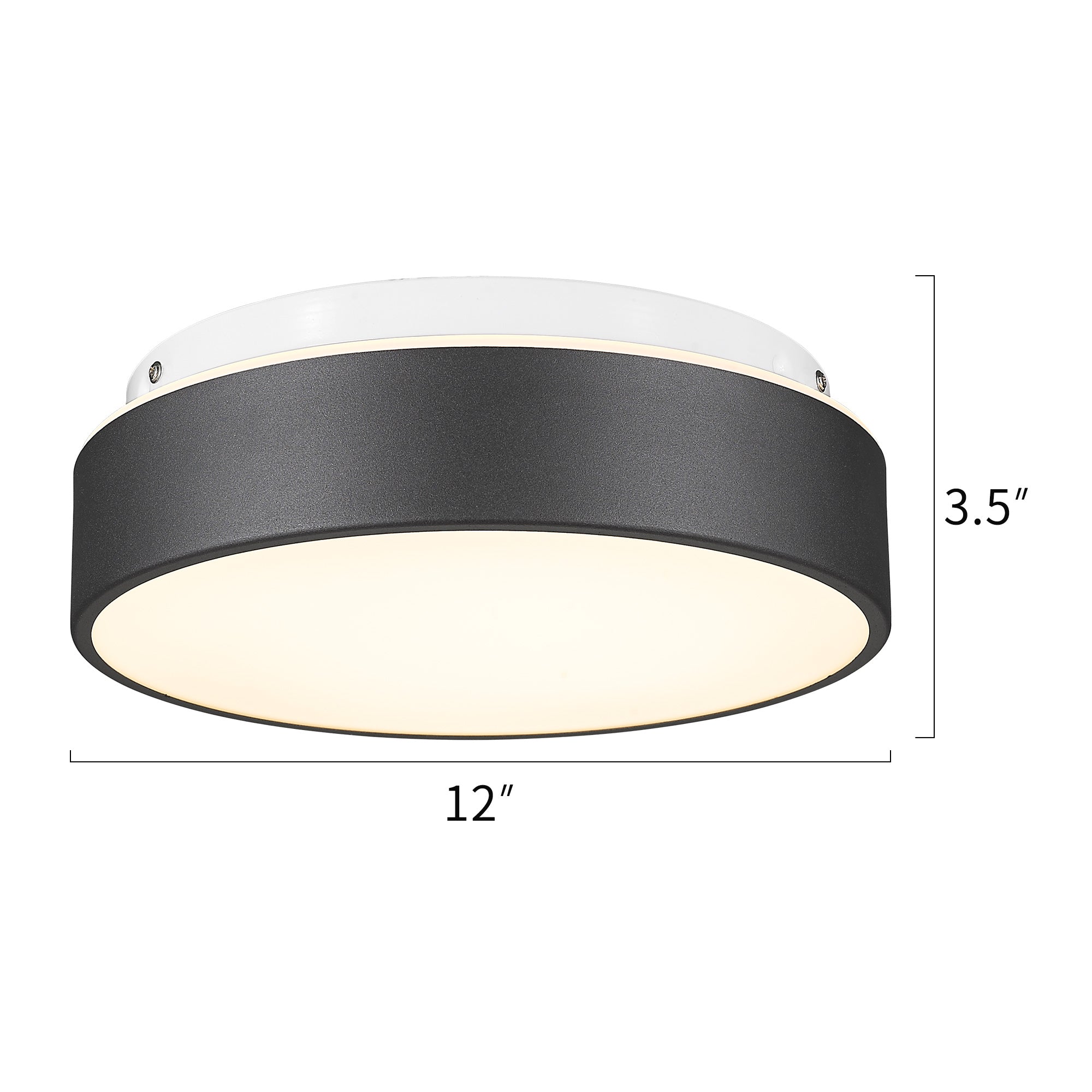 Matte Black Glass & Metal - 12" LED Close to Ceiling Light - USAG00250