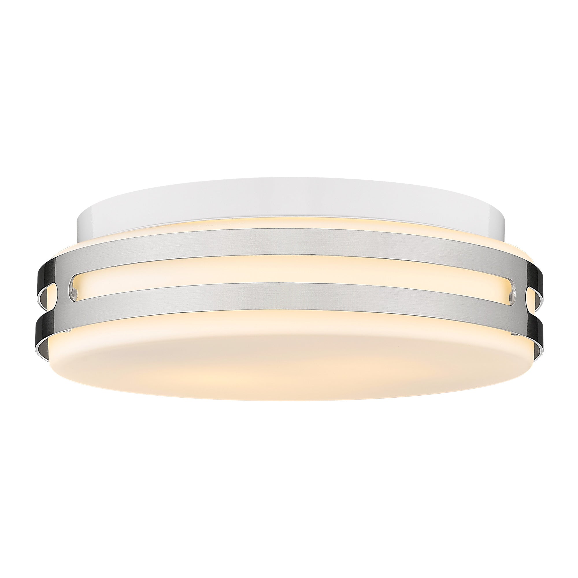 Brushed Nickel Glass & Metal - 12'' LED Modern Flush Mount Ceiling Light - USAG00254