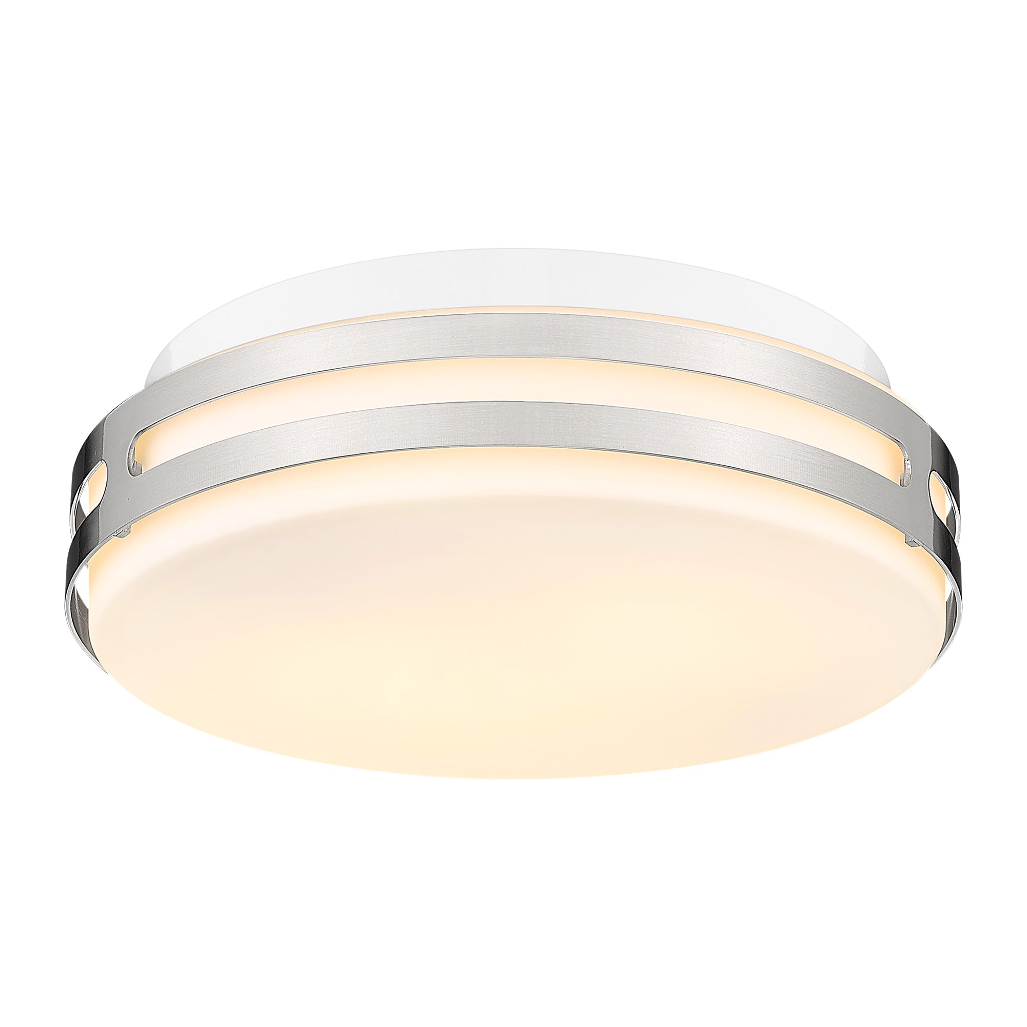 Brushed Nickel Glass & Metal - 12'' LED Modern Flush Mount Ceiling Light - USAG00254