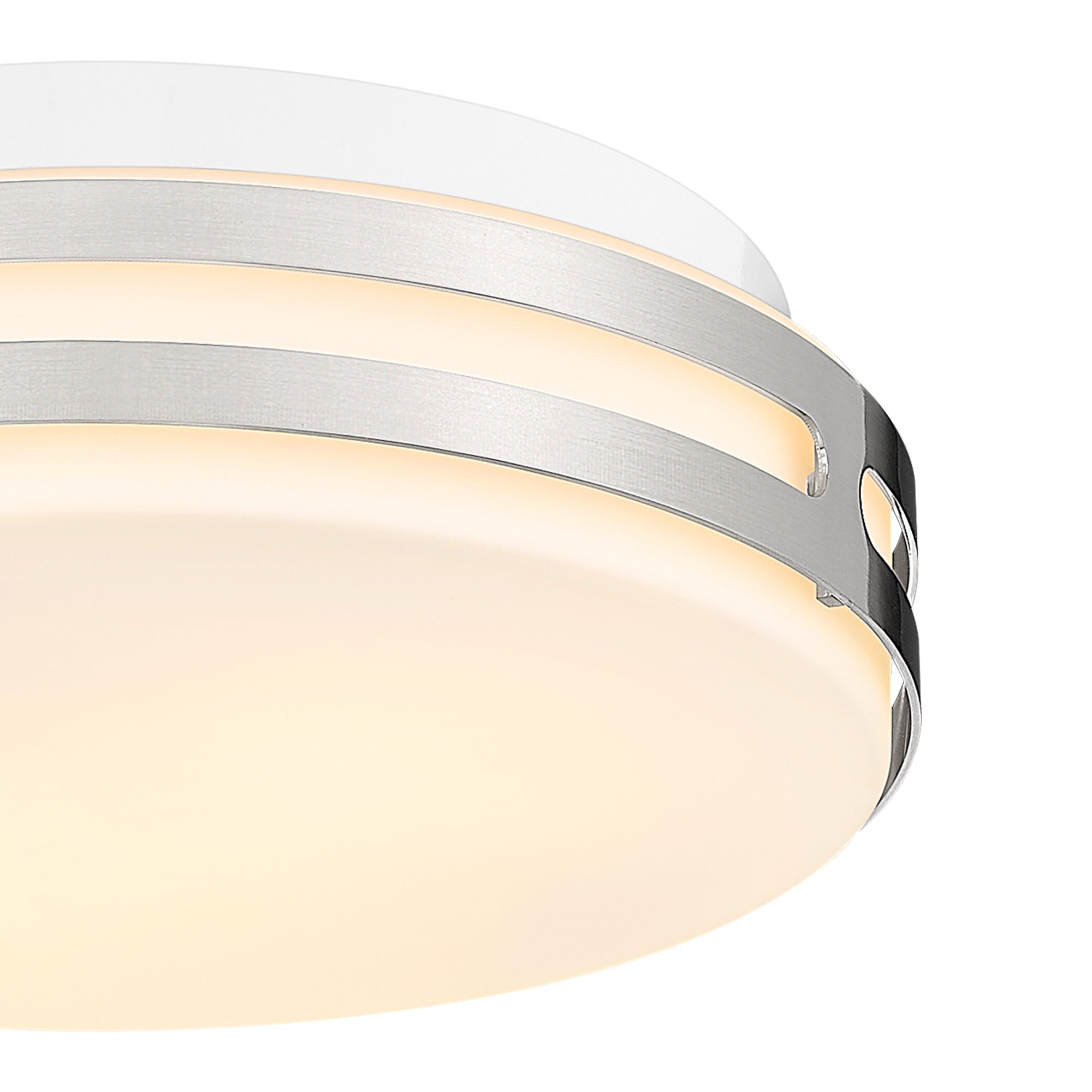 Brushed Nickel Glass & Metal - 12'' LED Modern Flush Mount Ceiling Light - USAG00254