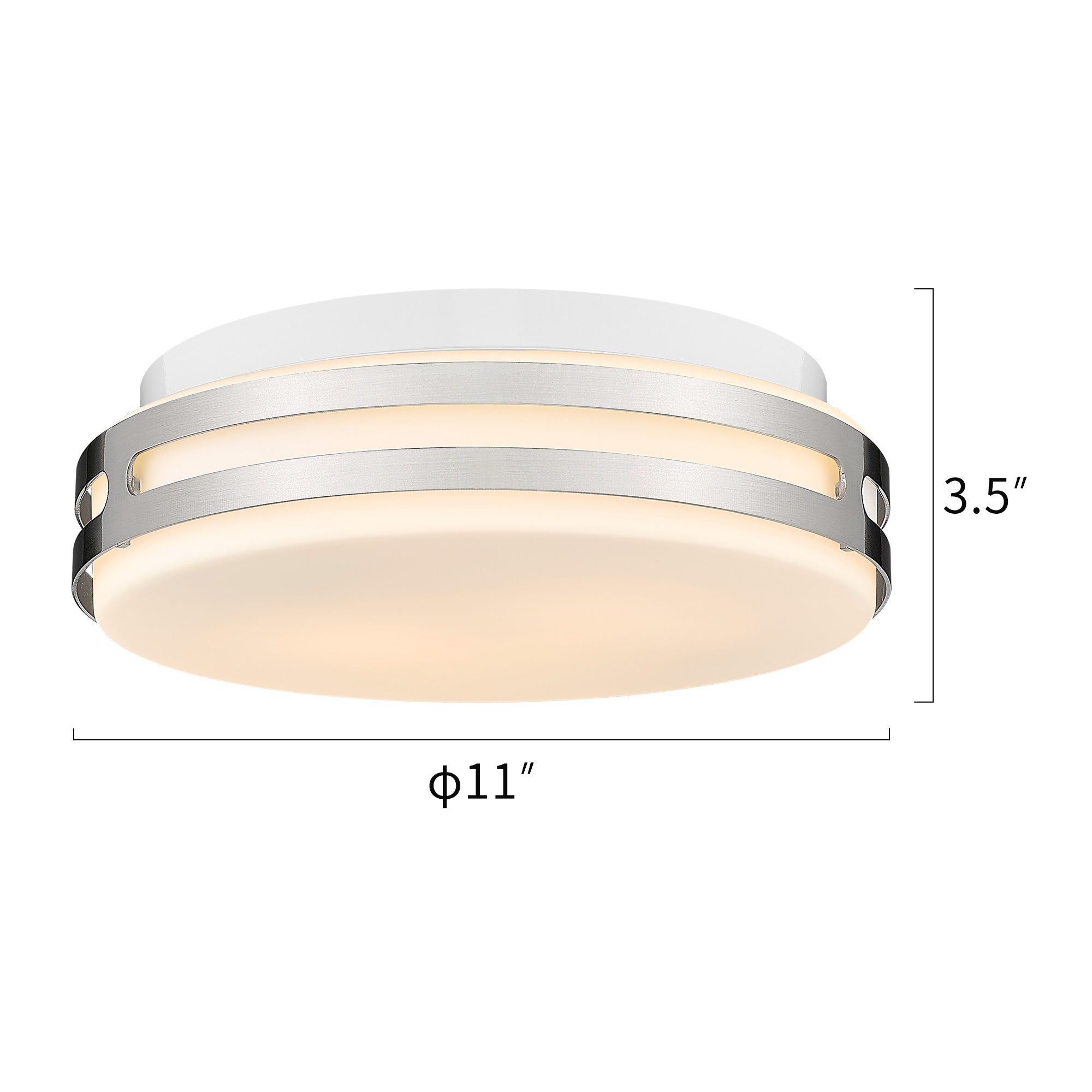 Brushed Nickel Glass & Metal - 12'' LED Modern Flush Mount Ceiling Light - USAG00254