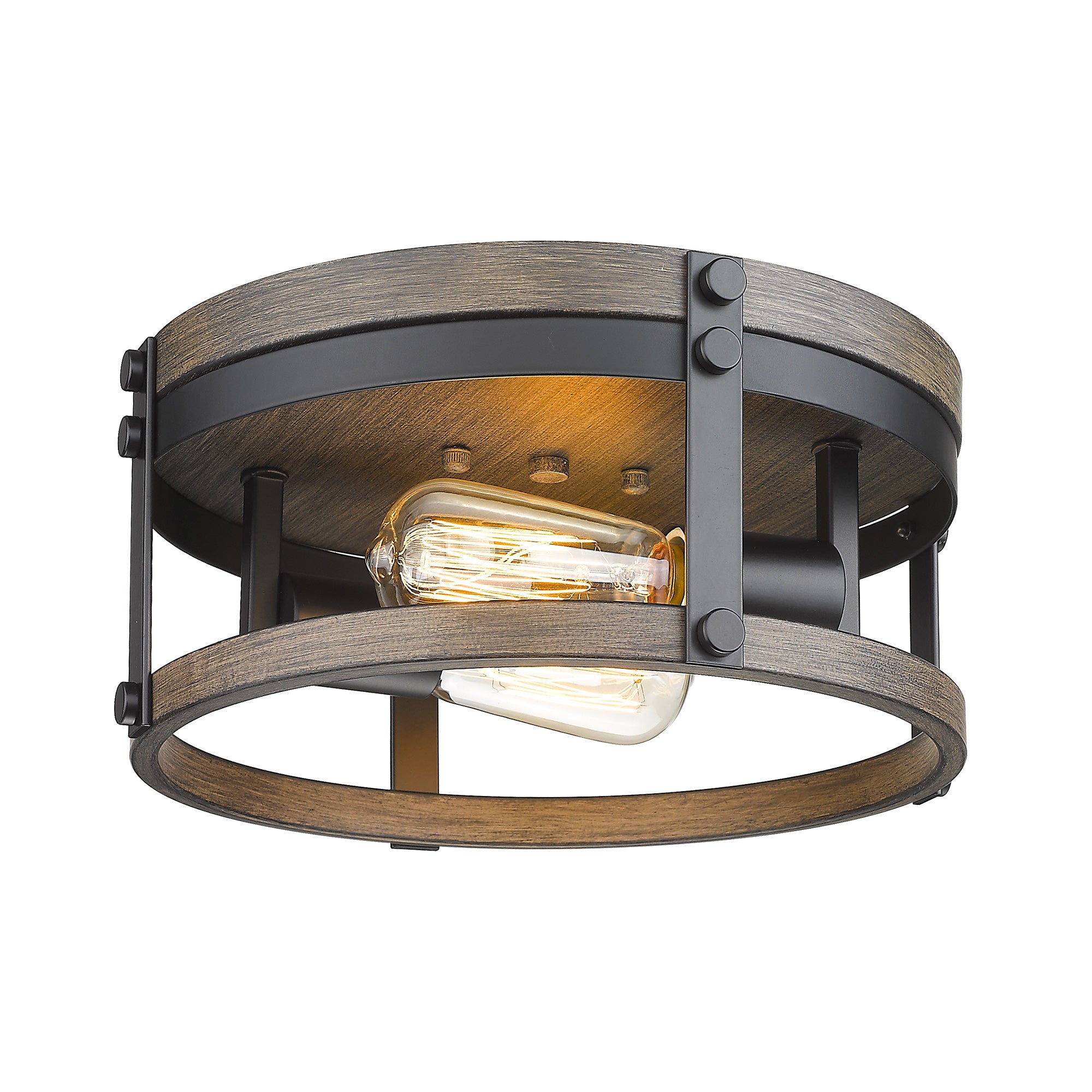 Flush Mount with Dark Wood Finish- 12 inch 2-Light Ceiling Light Hallway Light Fixtures - USAG00256