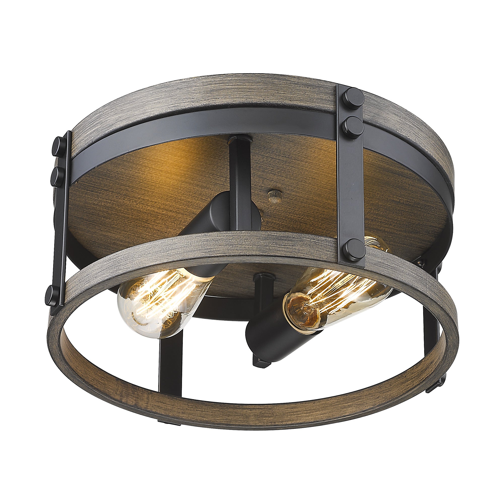 Flush Mount with Dark Wood Finish- 12 inch 2-Light Ceiling Light Hallway Light Fixtures - USAG00256