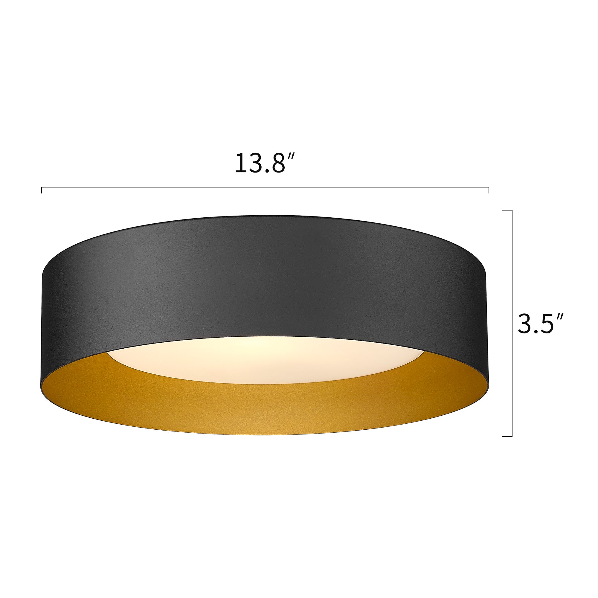 Black & Gold Glass & Metal - 14" LED Flush Mount Ceiling Light - USAG00257